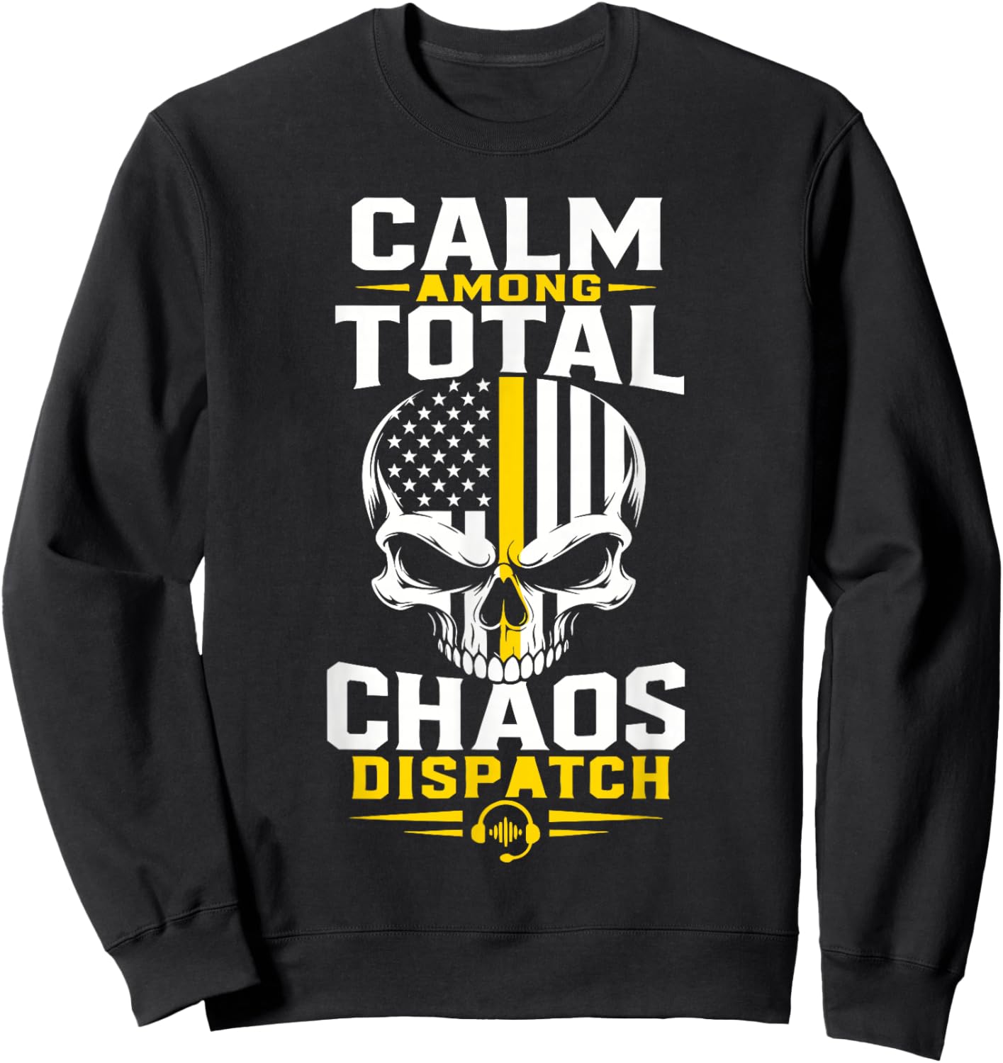 911 Dispatcher Thin Gold Line 911 Emergency Operator Sweatshirt - Sweatshirt | Black