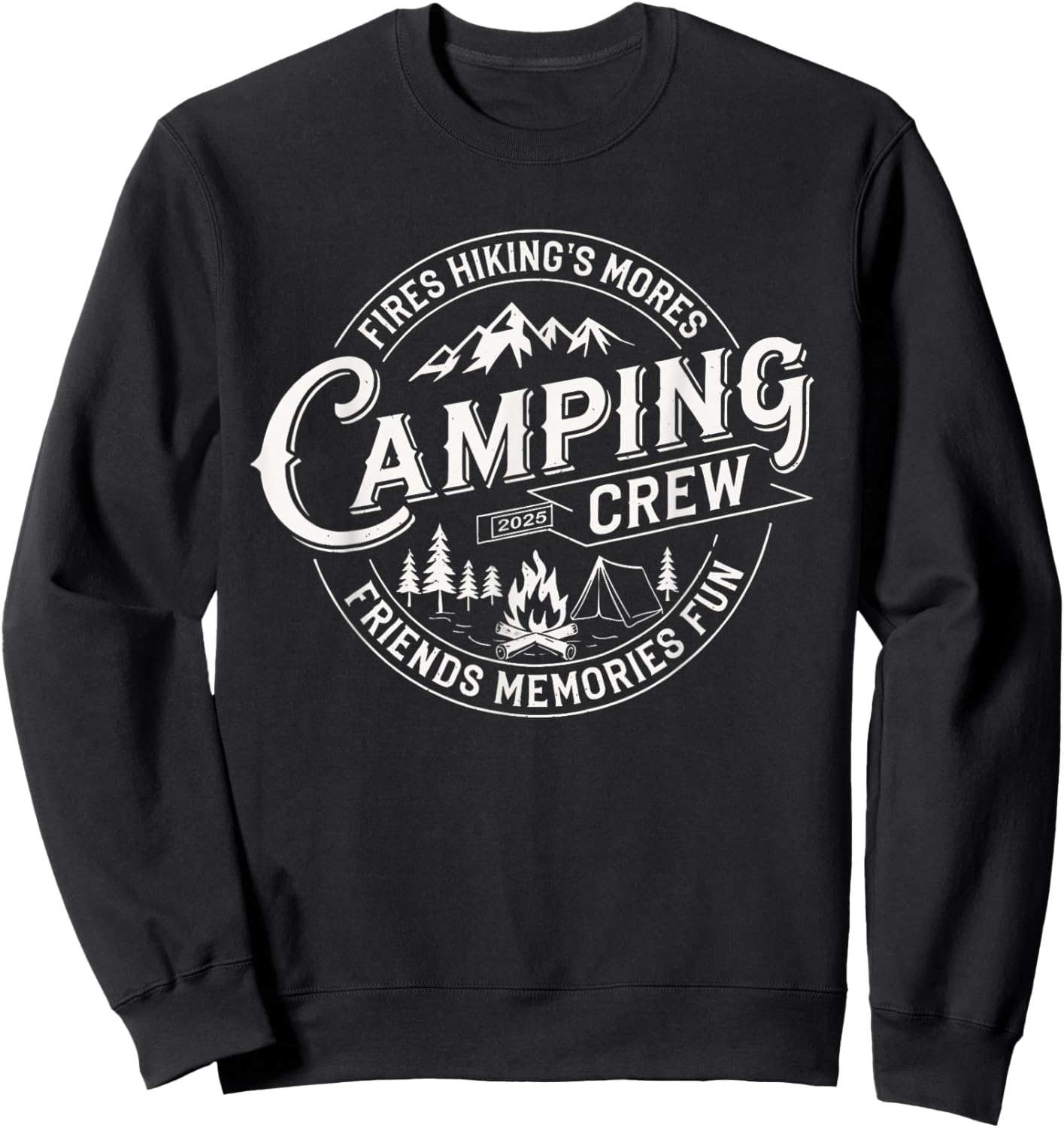 Camping Crew 2025 Matching for Family Camper Kid Girl Boy Sweatshirt - Sweatshirt | Black