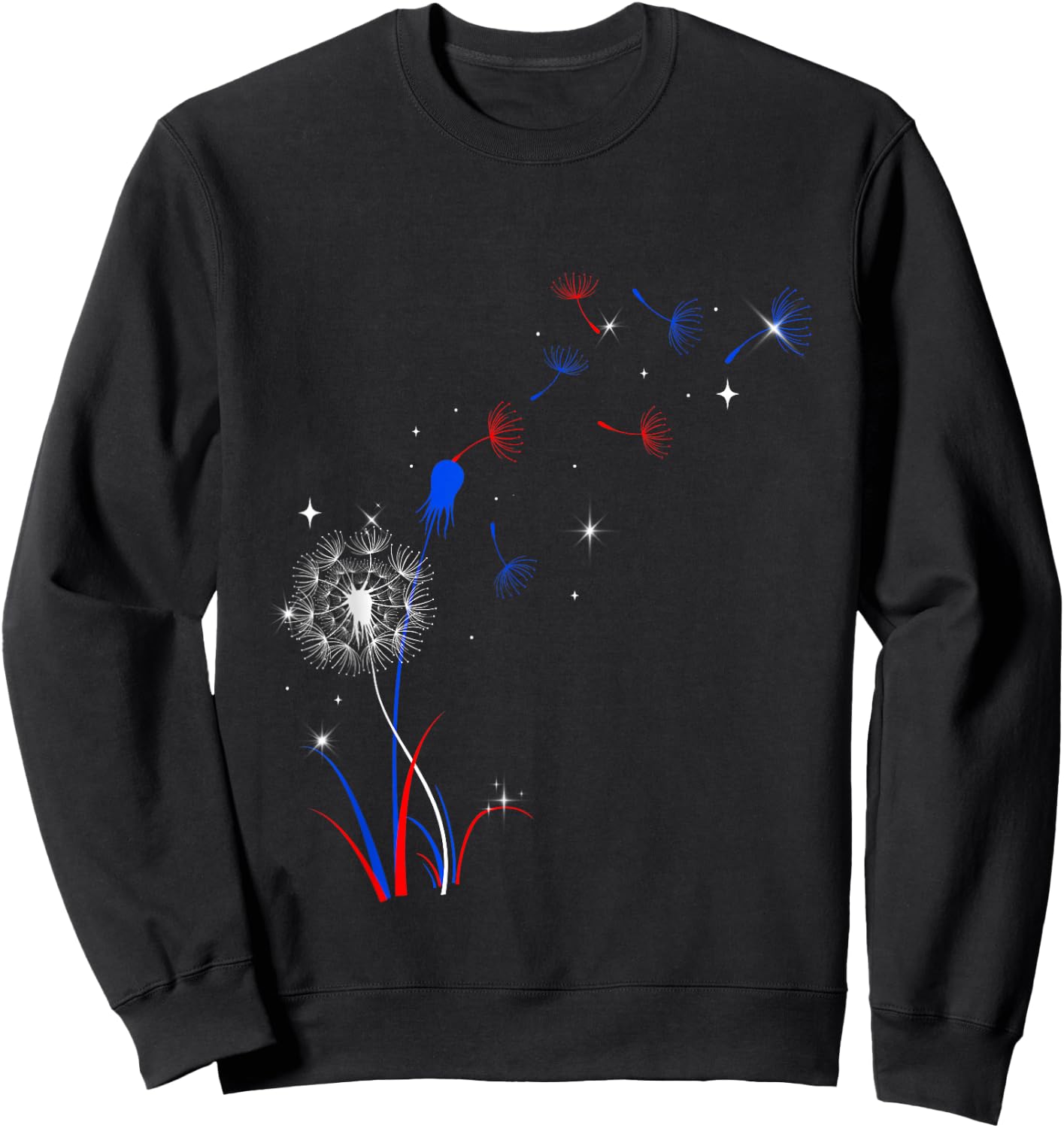 Dandelion 4th Of July Cute Flower American Patriotic Sweatshirt - Sweatshirt | Black