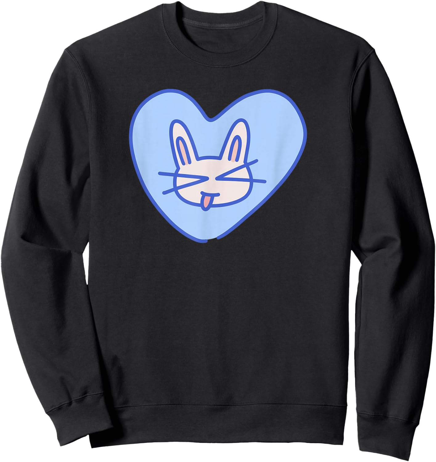 90s Y2K Cheeky Cat in Heart Sweatshirt - Sweatshirt | Black