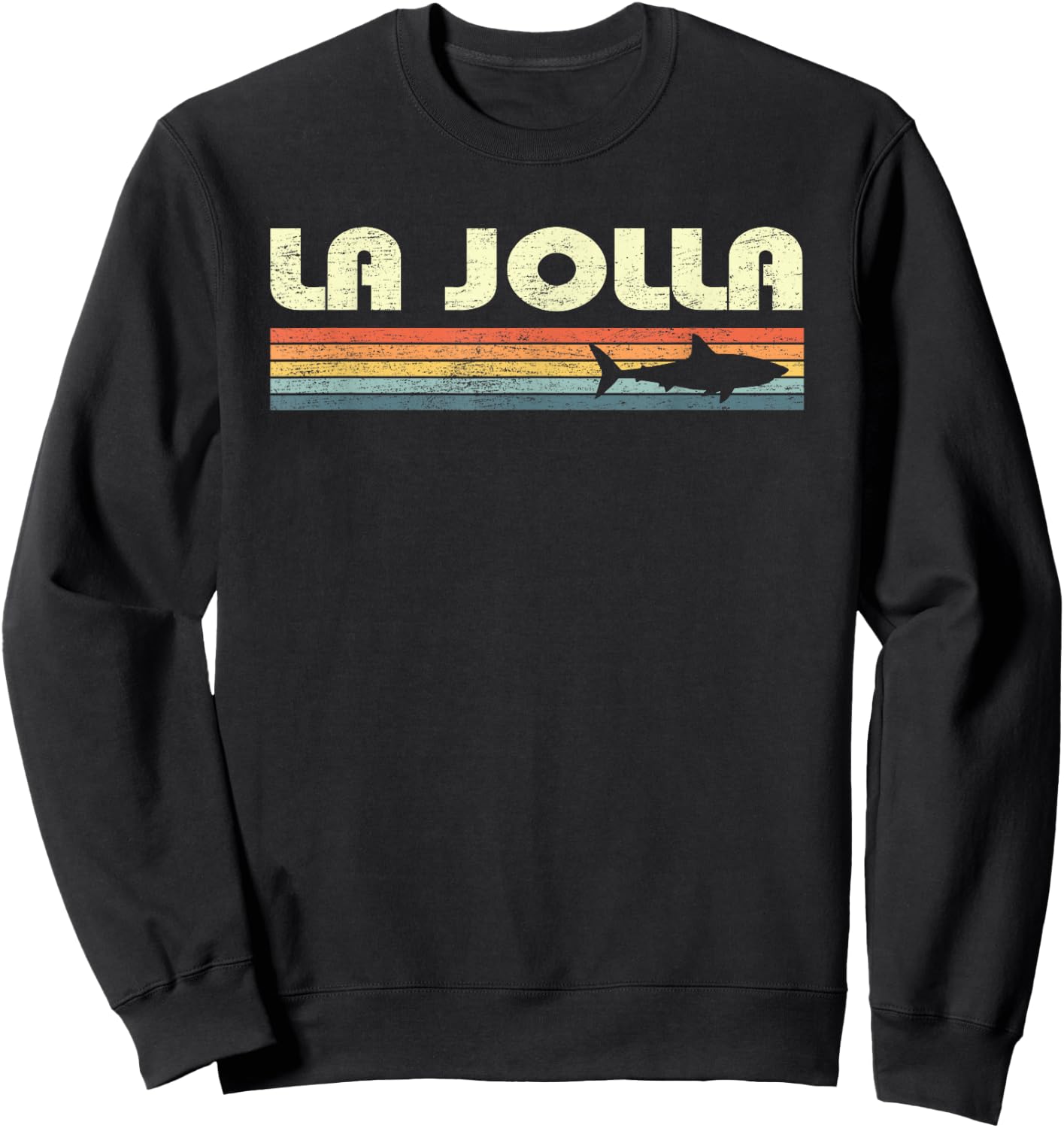 La Jolla California Vintage Shark Souvenir Kids Sweatshirt - Sweatshirt | Black