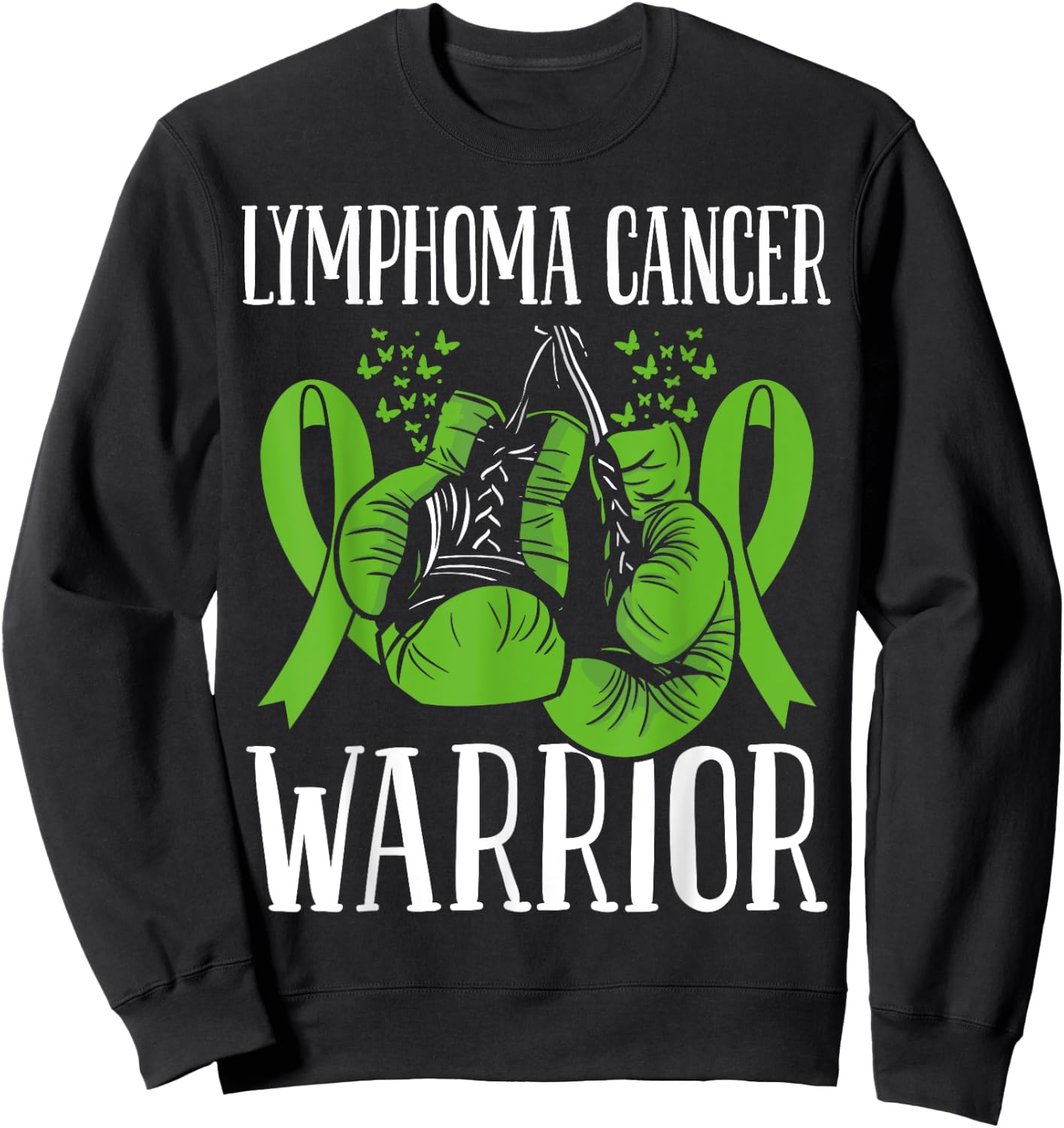 Lymphoma Cancer Awareness Month Warrior Ribbon Boxing Gloves Sweatshirt - Sweatshirt | Black