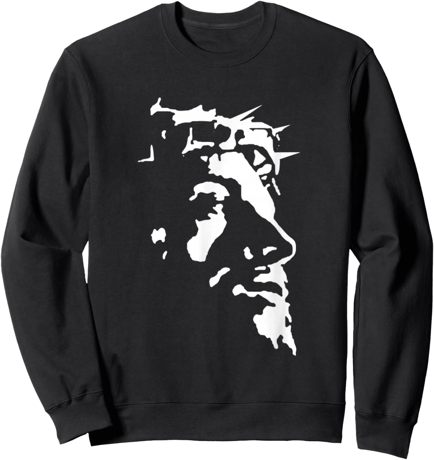 Jesus Christ Face With Crown Of Thorns God Bible Sweatshirt - Sweatshirt | Black