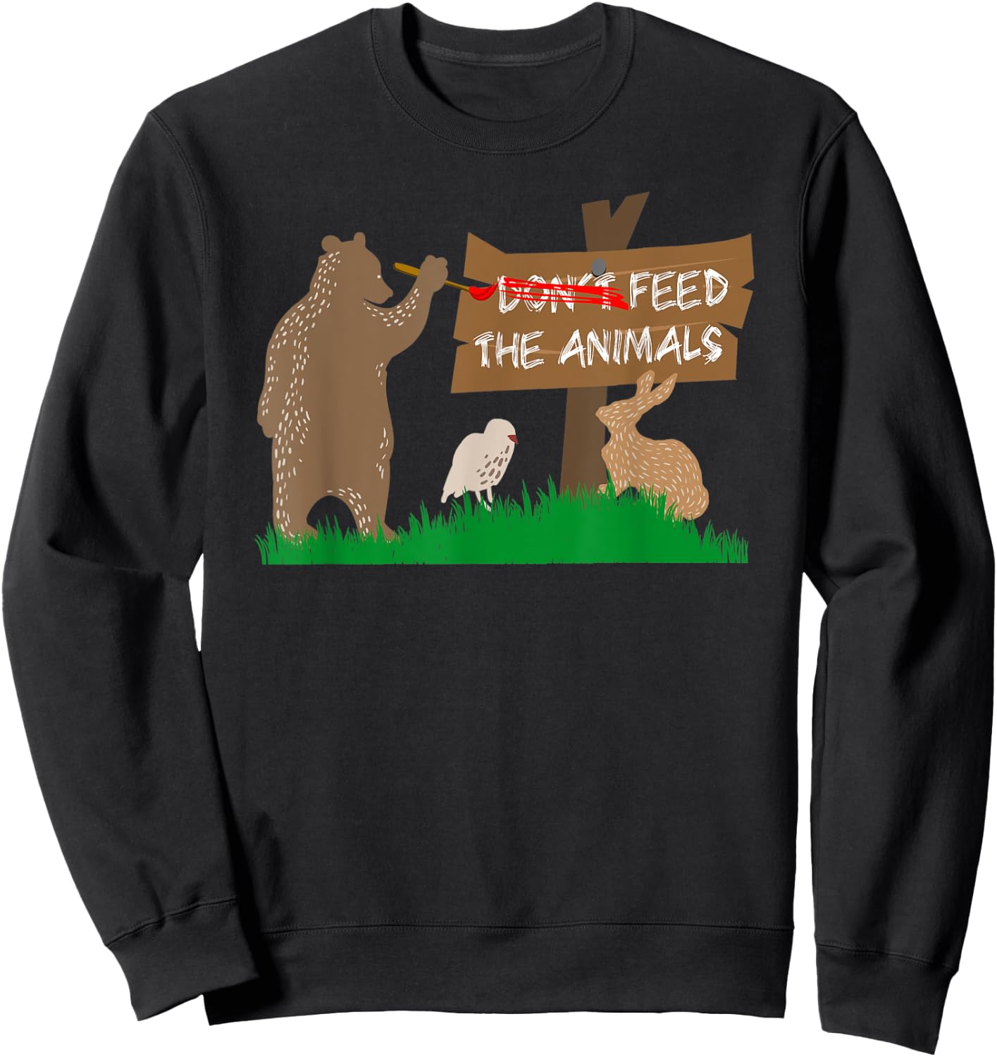 Don't Feed the Animals Funny Camping Sweatshirt - Sweatshirt | Black