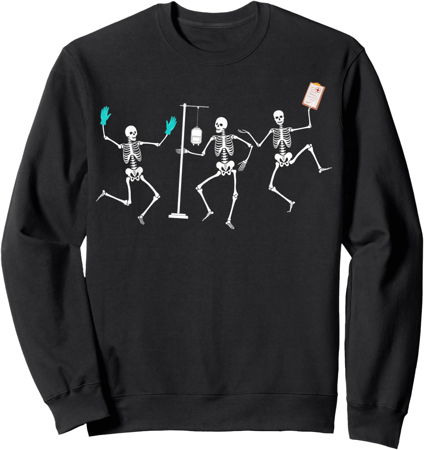 Funny Nurse Skeleton Halloween healthcare Crew Skeleton Sweatshirt - Sweatshirt | Black