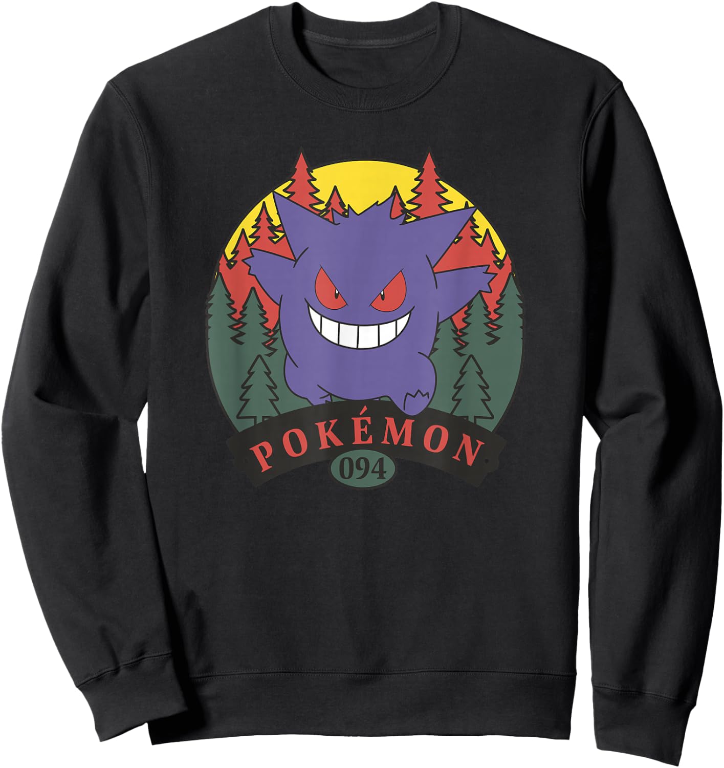 Pokémon 094 Gengar Outdoor Adventure Forest Park Badge Sweatshirt - Sweatshirt | Black