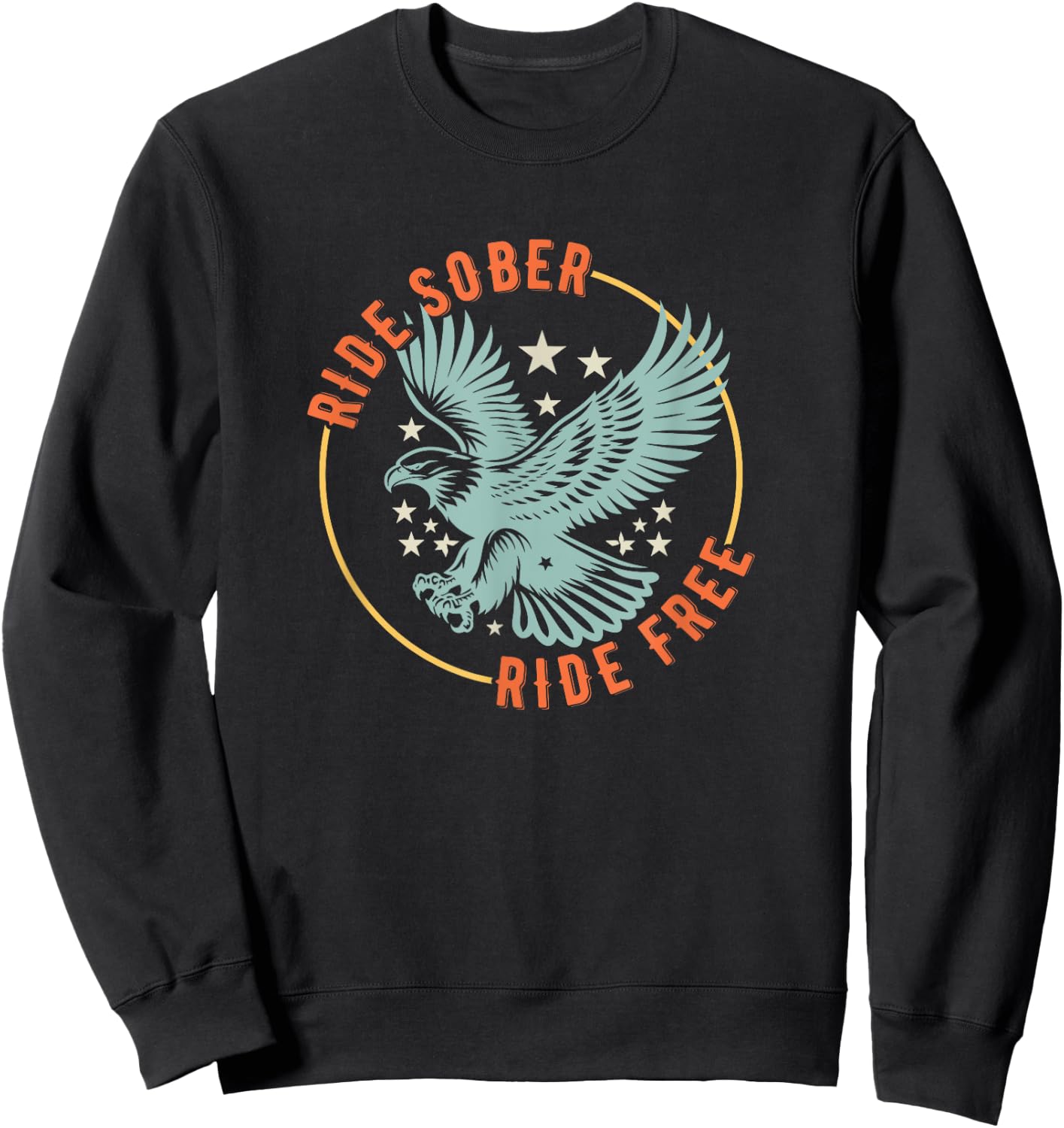 Ride Sober Ride Free AA American Military Eagle Motorcycle Sweatshirt - Sweatshirt | Black