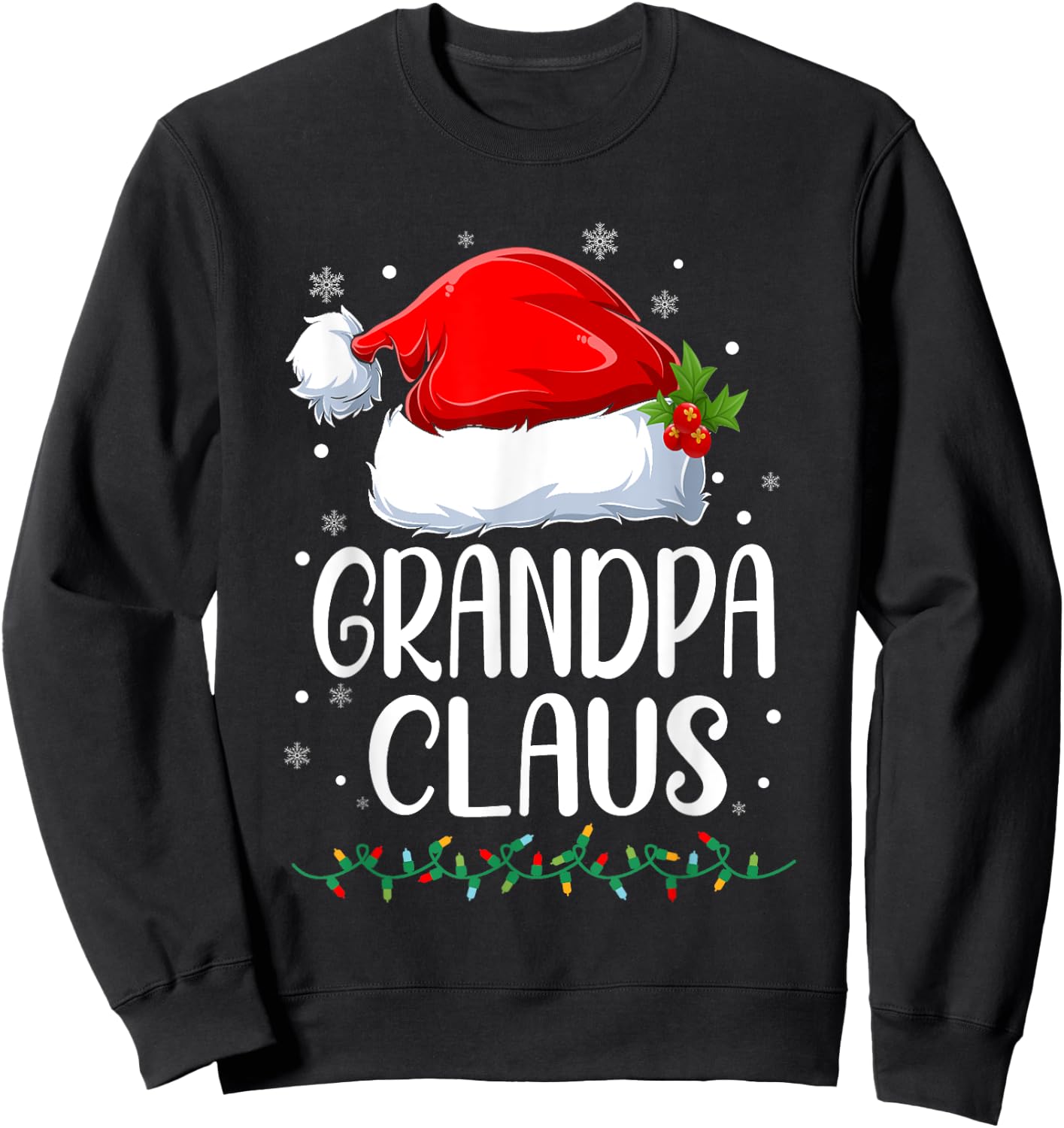 Grandpa Claus Christmas Lights Pajama Family Matching Sweatshirt - Sweatshirt | Black