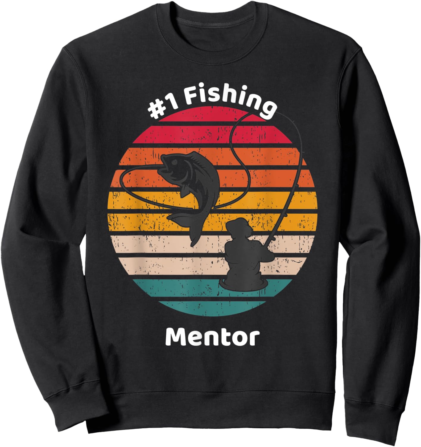 #1 Fishing Mentor Graphic Fisherman Fathers Day Gift Sweatshirt - Sweatshirt | Black