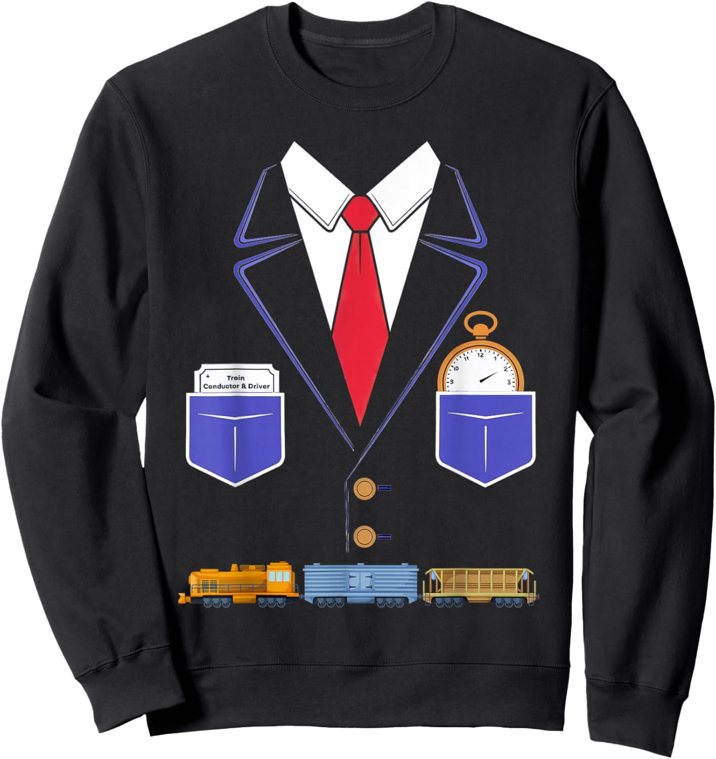 Train Conductor Costume Outfit Idea for Kids Train Driver Sweatshirt - Sweatshirt | Black