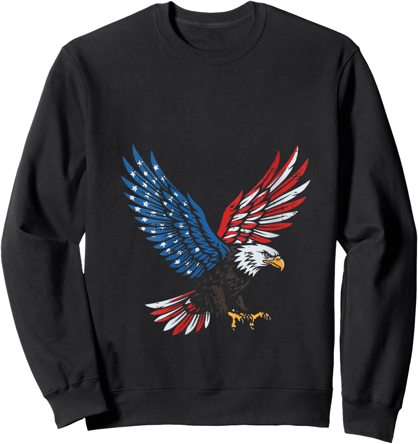 Women's 4th of July Flying Eagle US Flag Patriotic Men Women Kids V-Neck Sweatshirt - Sweatshirt | Black