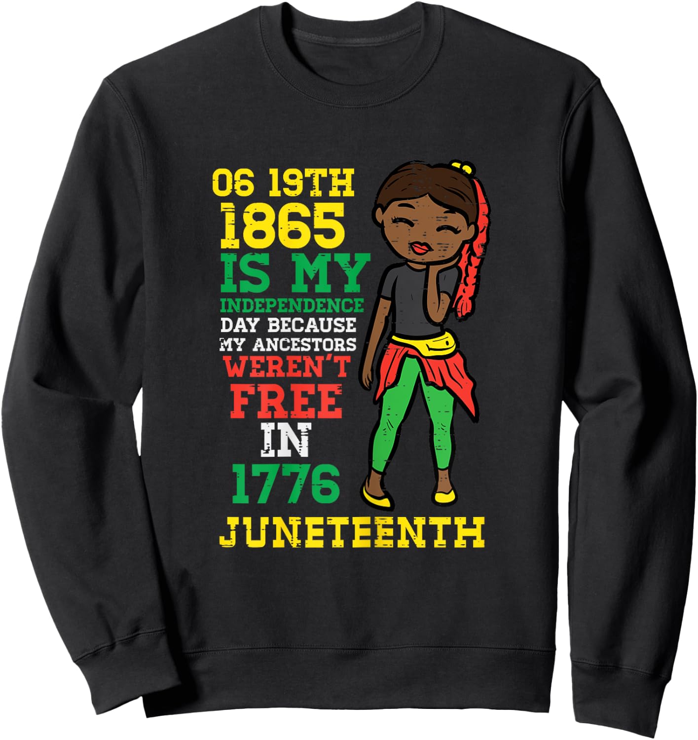 Juneteenth 1865 My Independence Day African Girls Kids Youth Sweatshirt - Sweatshirt | Black