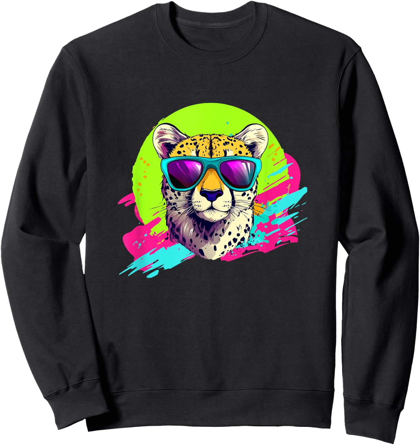 Funny Retro Vintage 80s & Cheetah Lover Sweatshirt - Sweatshirt | Black