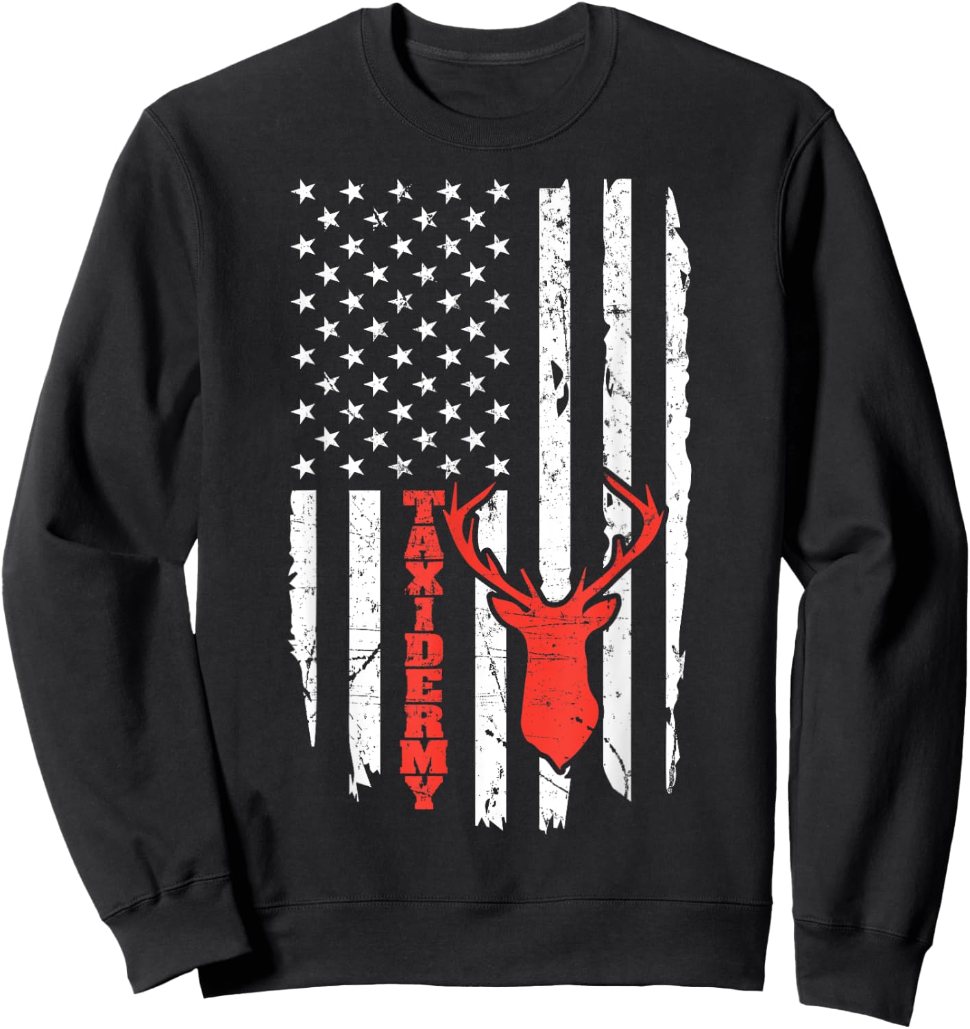 Taxidermy Deer American Flag Kids Men Sweatshirt - Sweatshirt | Black