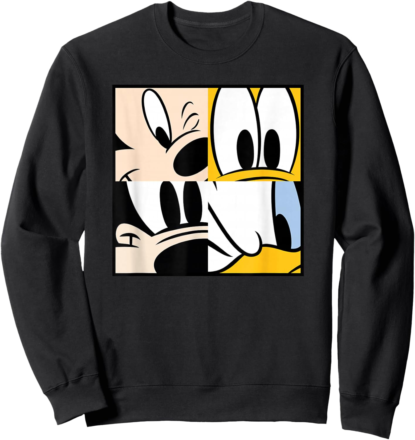 Mickey, Pluto, Goofy, & Donald Squares Sweatshirt - Sweatshirt | Black