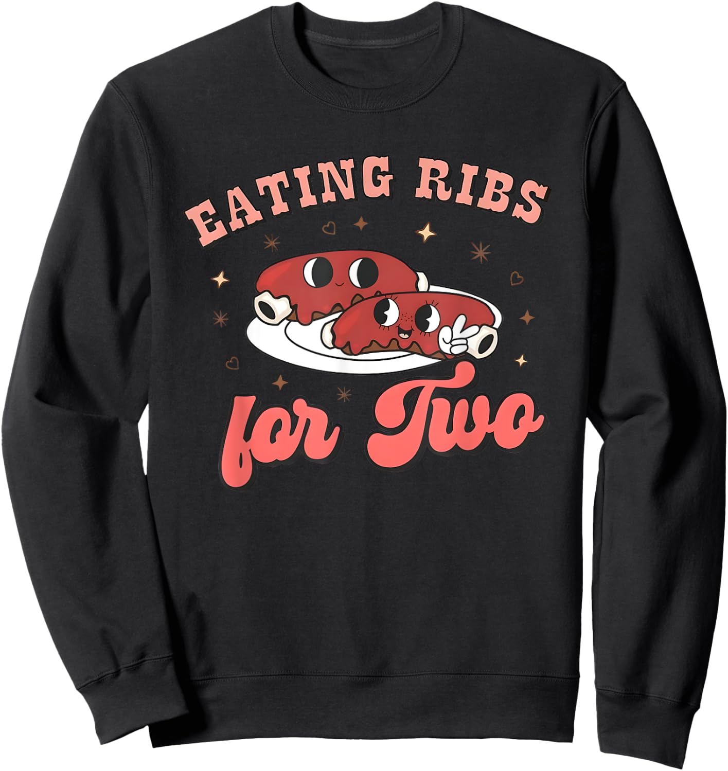 Eating Ribs for Two Pregnancy Announcement BBQ Baby Reveal Sweatshirt - Sweatshirt | Black