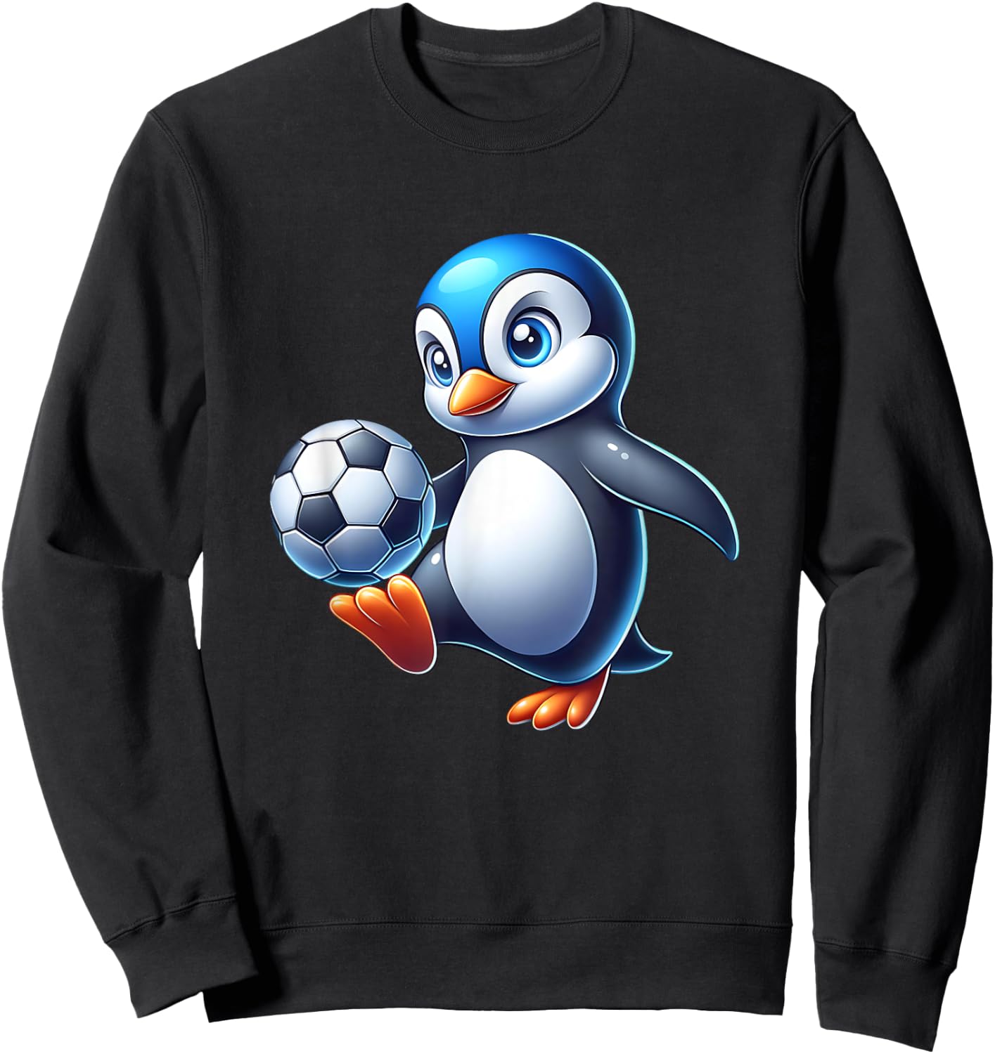 Cute Penguin Bird Soccer Ball Champion Fan Sweatshirt - Sweatshirt | Black