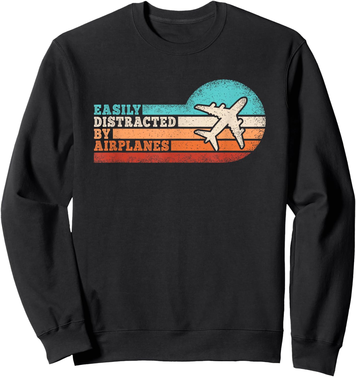 Easily Distracted by Airplanes Funny Pilot Aviation Men Sweatshirt - Sweatshirt | Black