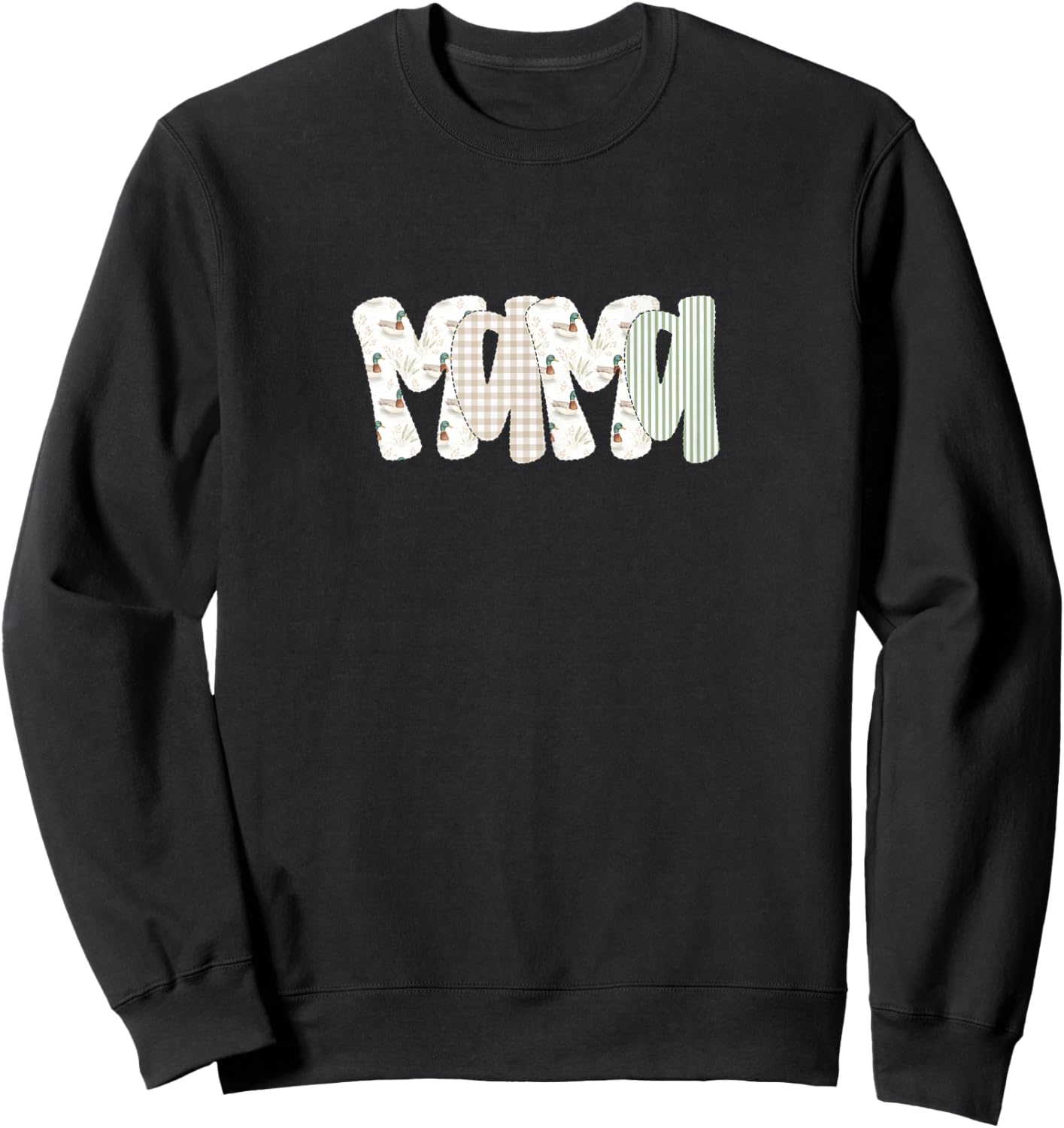Old School Camo Duck Mama, Duck Hunting Mom Mother's Day Sweatshirt - Sweatshirt | Black