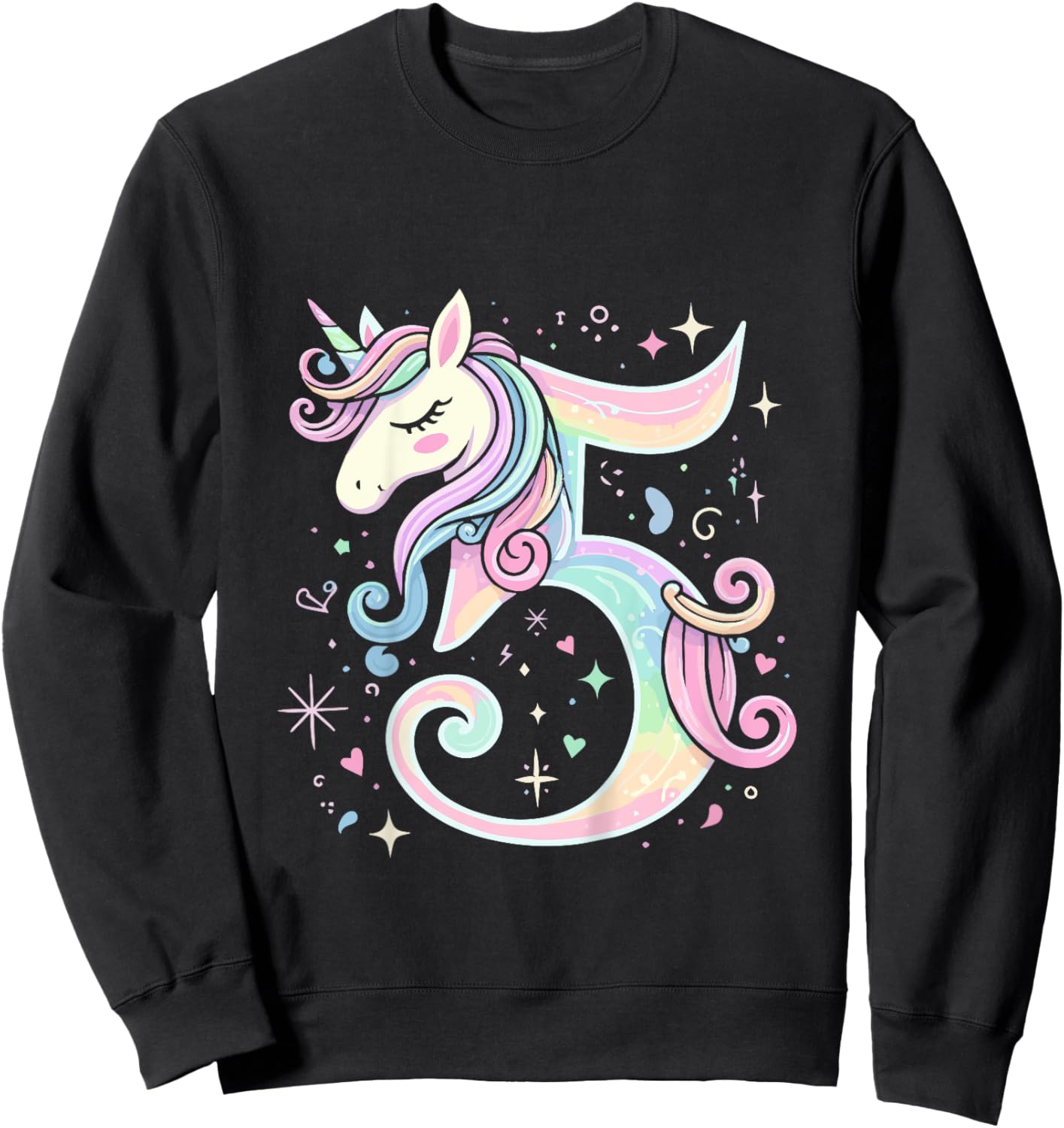 5th Birthday Party Unicorn 5 Years Old Unicorns Sweatshirt - Sweatshirt | Black
