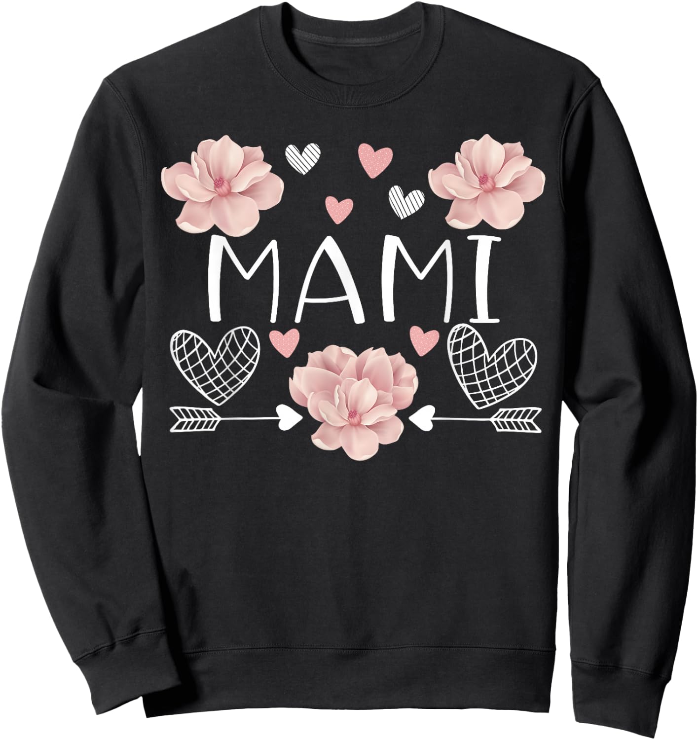 Mami shirt Pink Flowers Mother's Day Mami Sweatshirt - Sweatshirt | Black