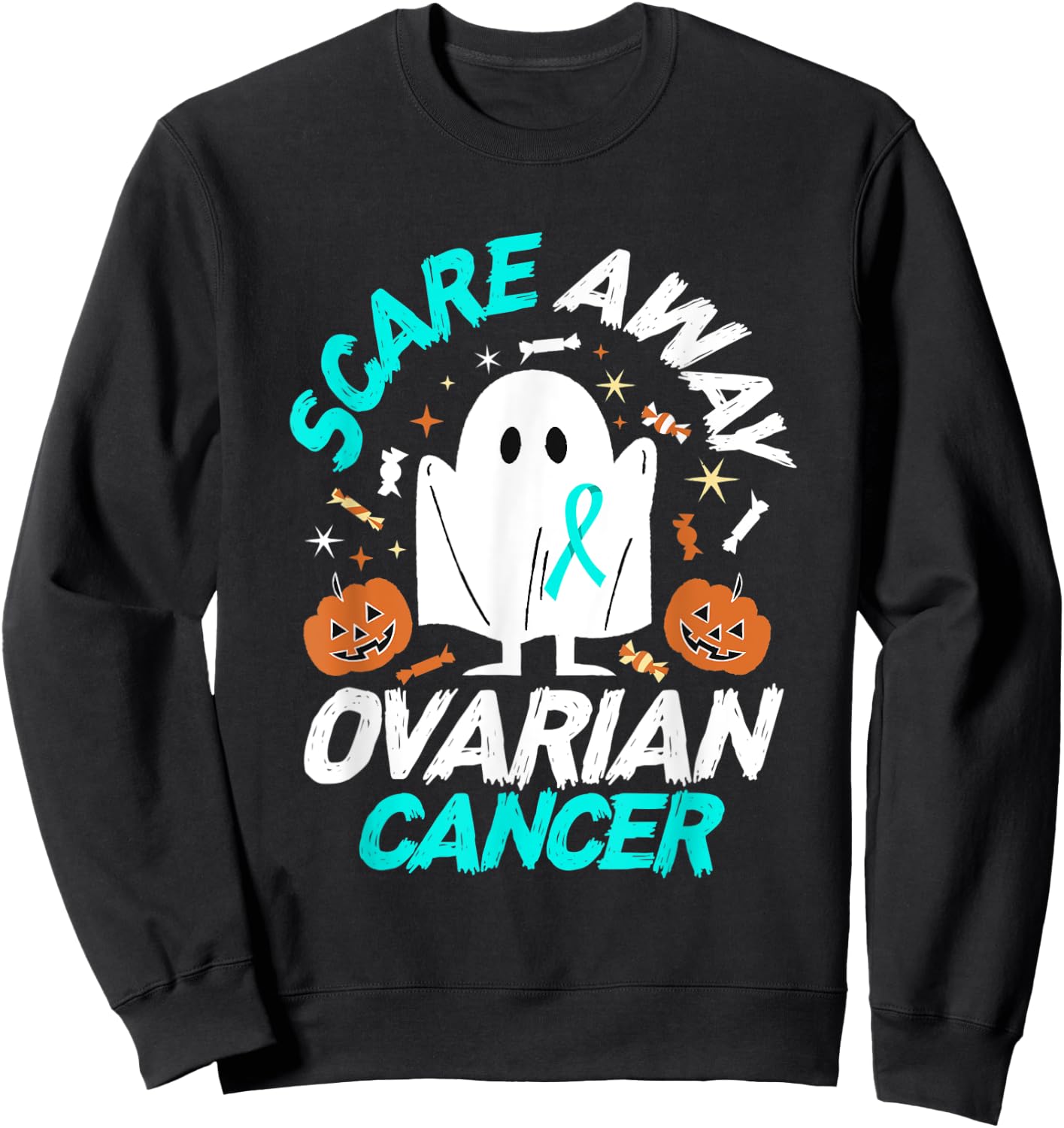 Halloween Ovarian Cancer Awareness Sweatshirt - Sweatshirt | Black