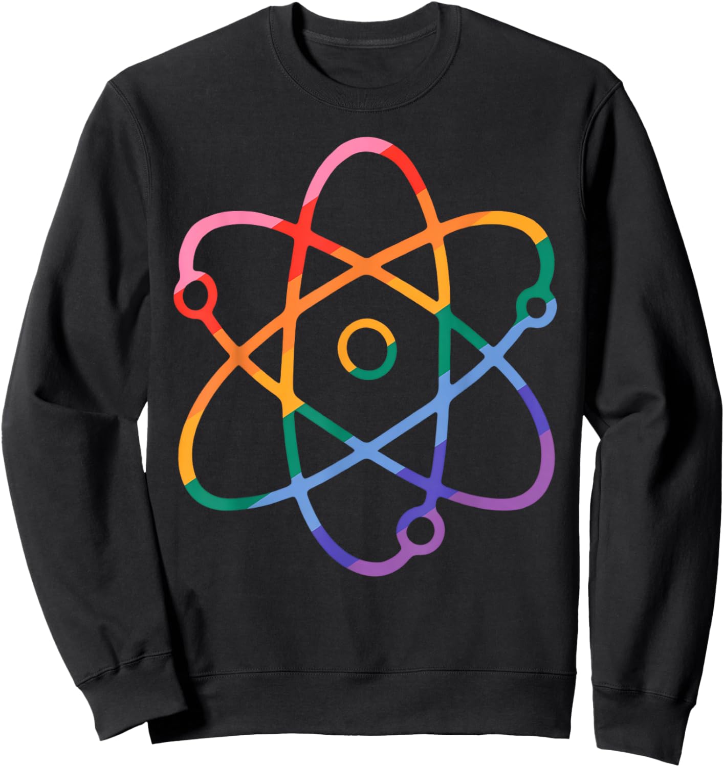 LGBTQ Atom Science Chemistry Teacher Gay Pride Rainbow Flag Sweatshirt - Sweatshirt | Black