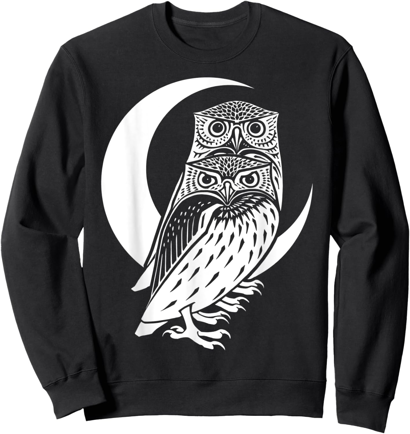 Witchy Wiccan Goth Owls And Halloween Crescent Moon Sweatshirt - Sweatshirt | Black