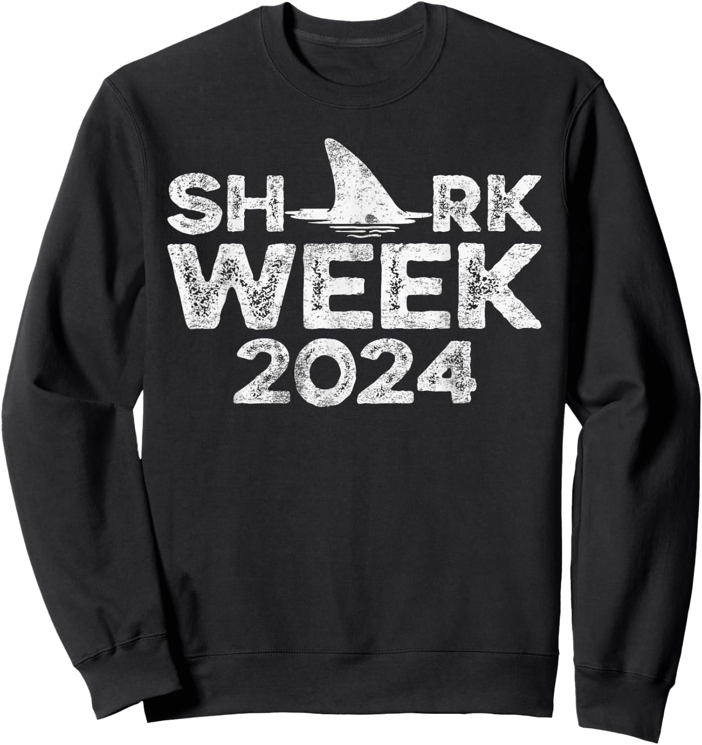 Retro Shark Fin Week 2024 Lovers Animal Ocean Trip Biologist Sweatshirt - Sweatshirt | Black