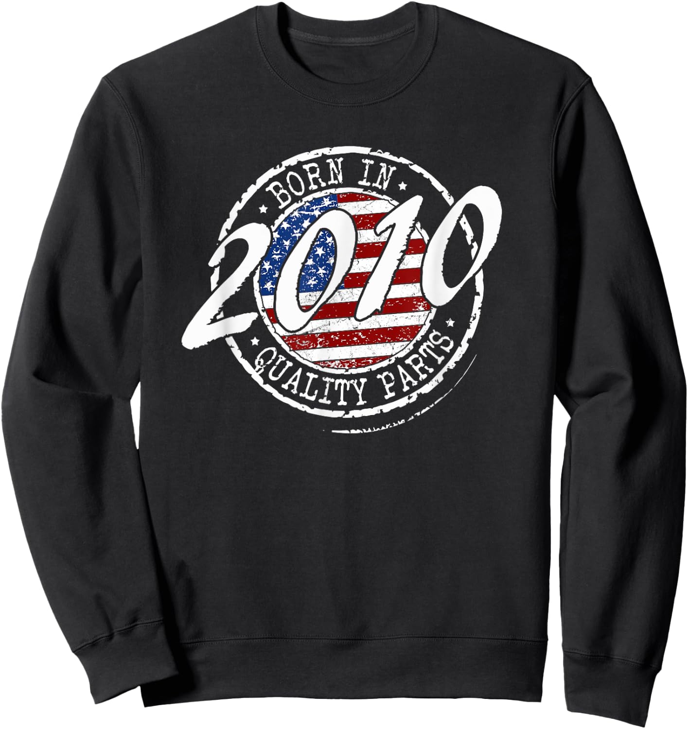 Born In 2010 Birthday, Vintage Flag Born In 2010 Birthday Sweatshirt - Sweatshirt | Black