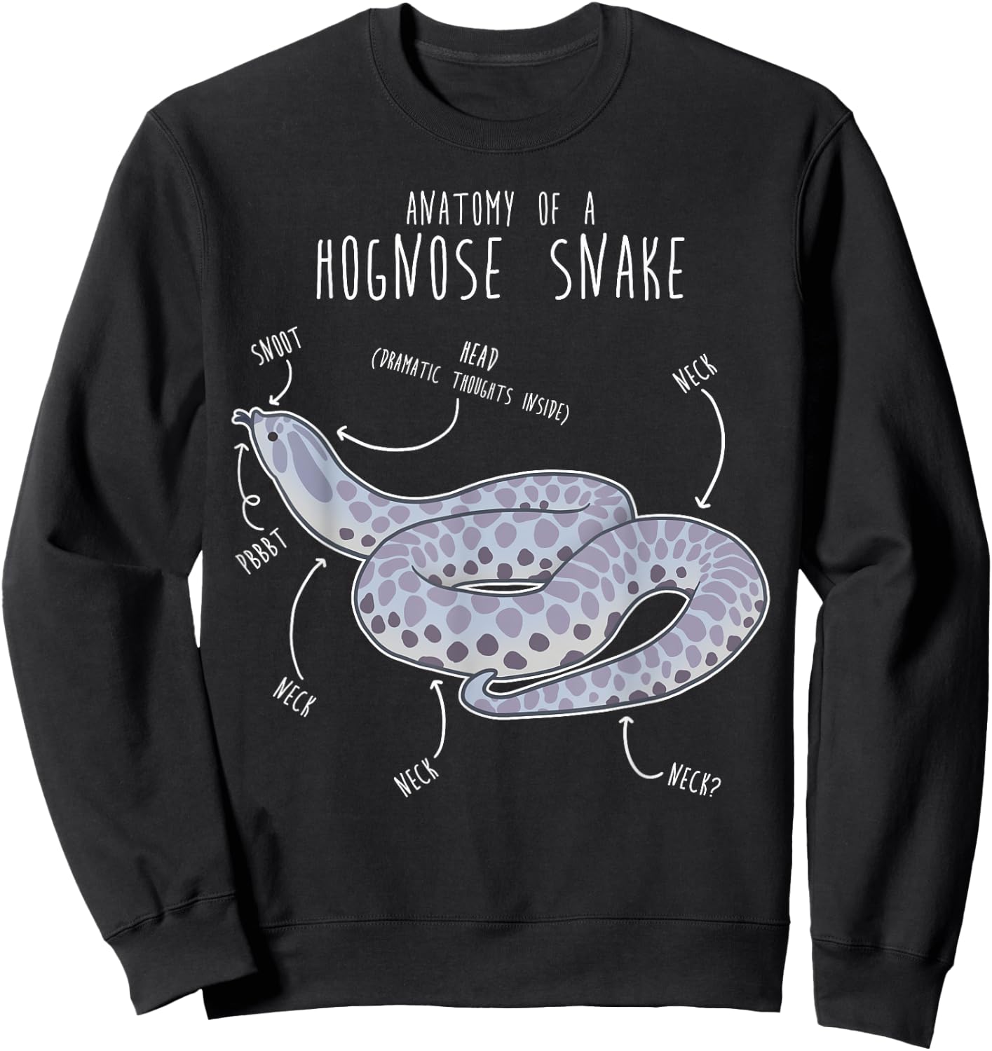 Lavendar Hognose Snake Anatomy, Funny Cute Pet Reptile Lover Sweatshirt - Sweatshirt | Black