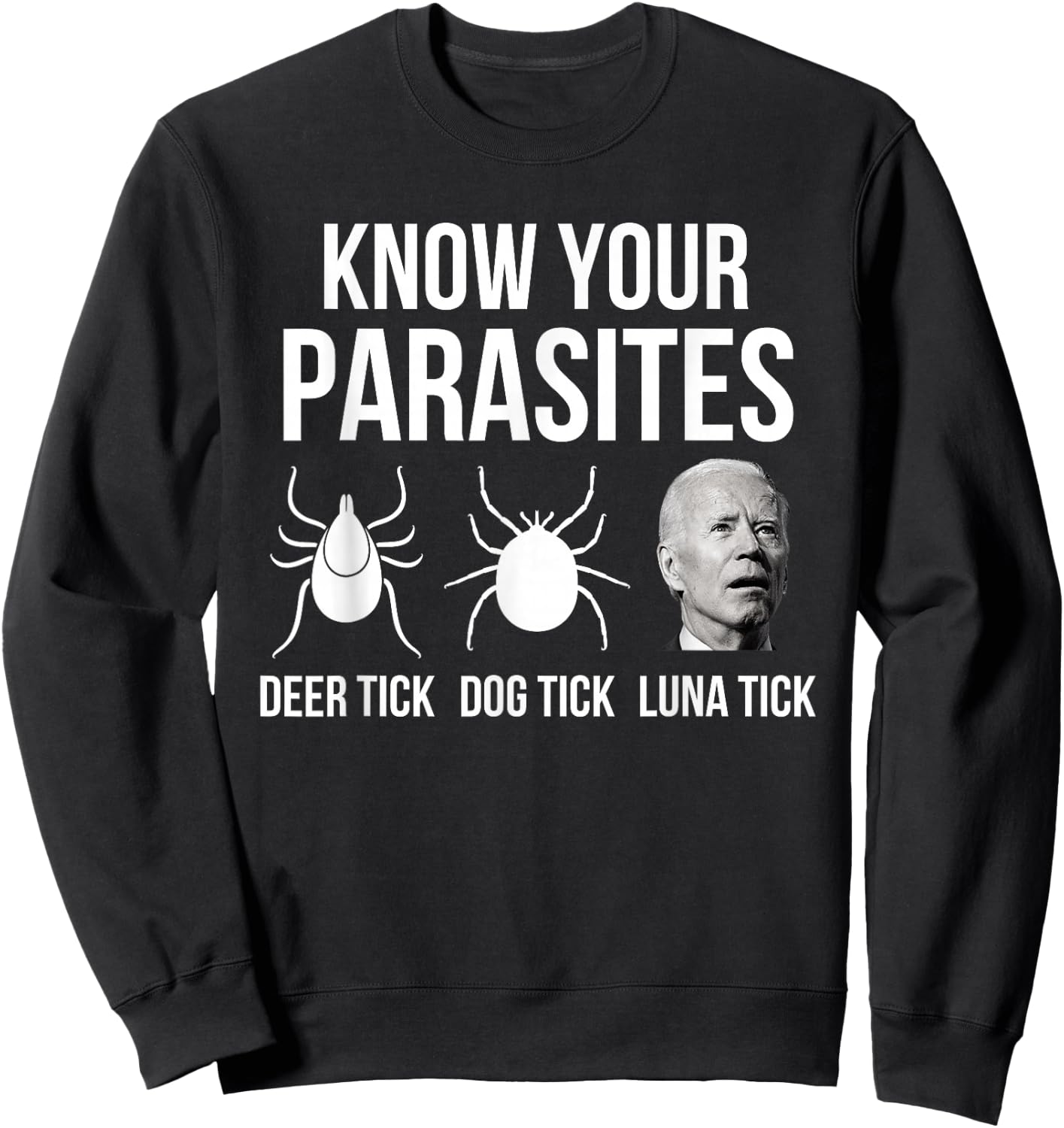 Know Your Parasites - Anti Joe Biden Sucks Funny Political Sweatshirt - Sweatshirt | Black