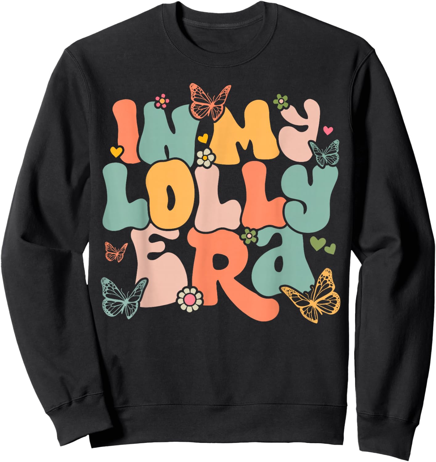 Retro Groovy In My Lolly Era Mother's Day Sweatshirt - Sweatshirt | Black