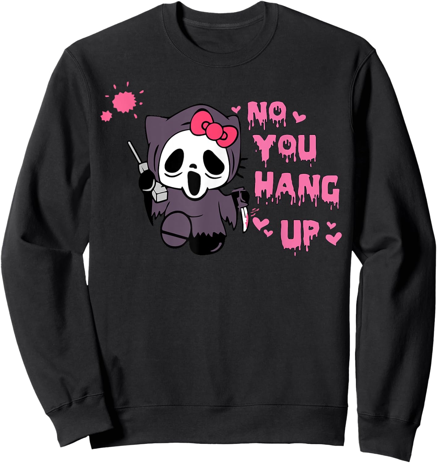 No You Hang Up Cats Horror Skeleton Sweatshirt - Sweatshirt | Black
