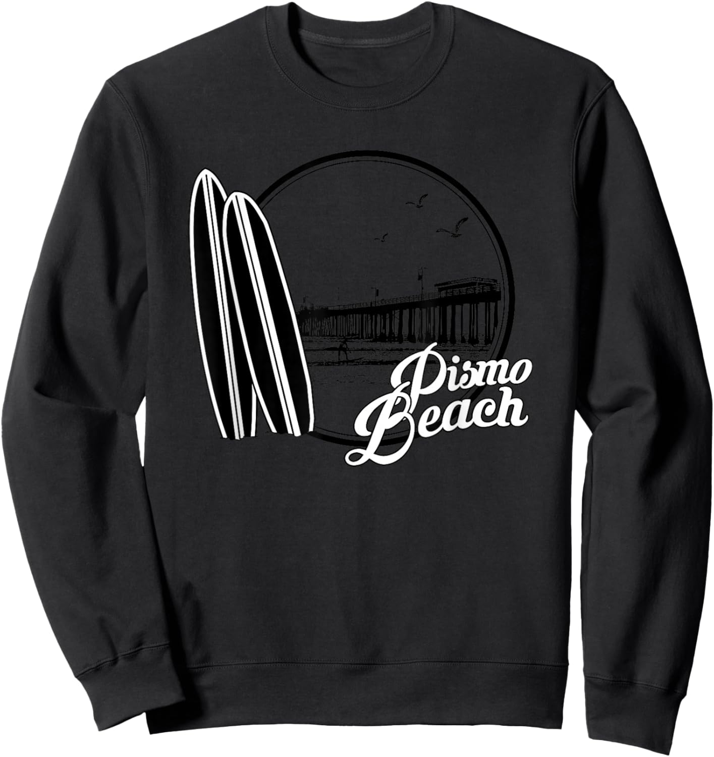 Pismo Beach California Surfboards and Pier Sweatshirt - Sweatshirt | Black