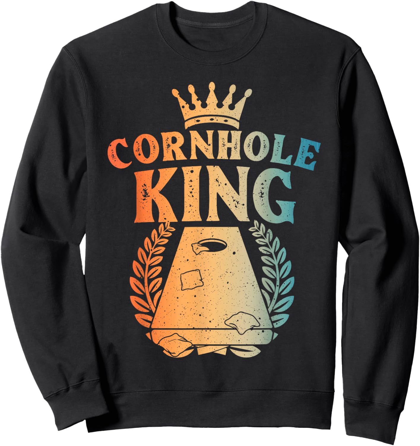Cornhole Design Dad Cornhole King Cornhole Player , Small, Black Sweatshirt - Sweatshirt | Black