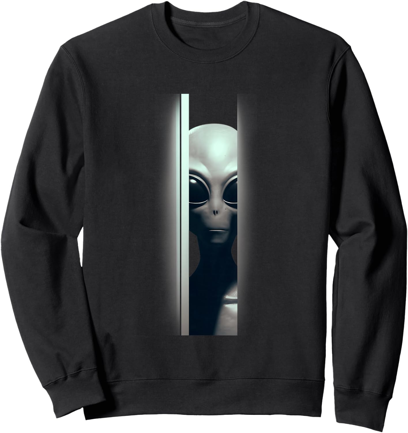 Alien Peeking Zeta-Reticuli Ufonaut UFO Abduction Sci-fi Sweatshirt - Sweatshirt | Black