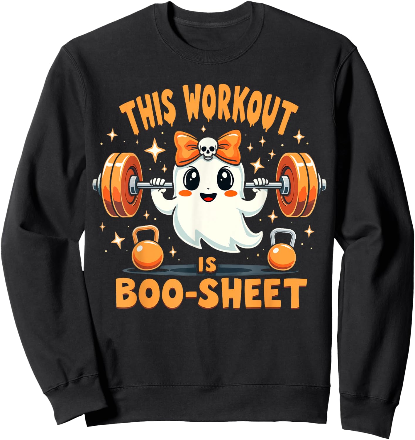 This Workout Is Boo-Sheet Ghost Funny Halloween Gym Fitness Sweatshirt - Sweatshirt | Black