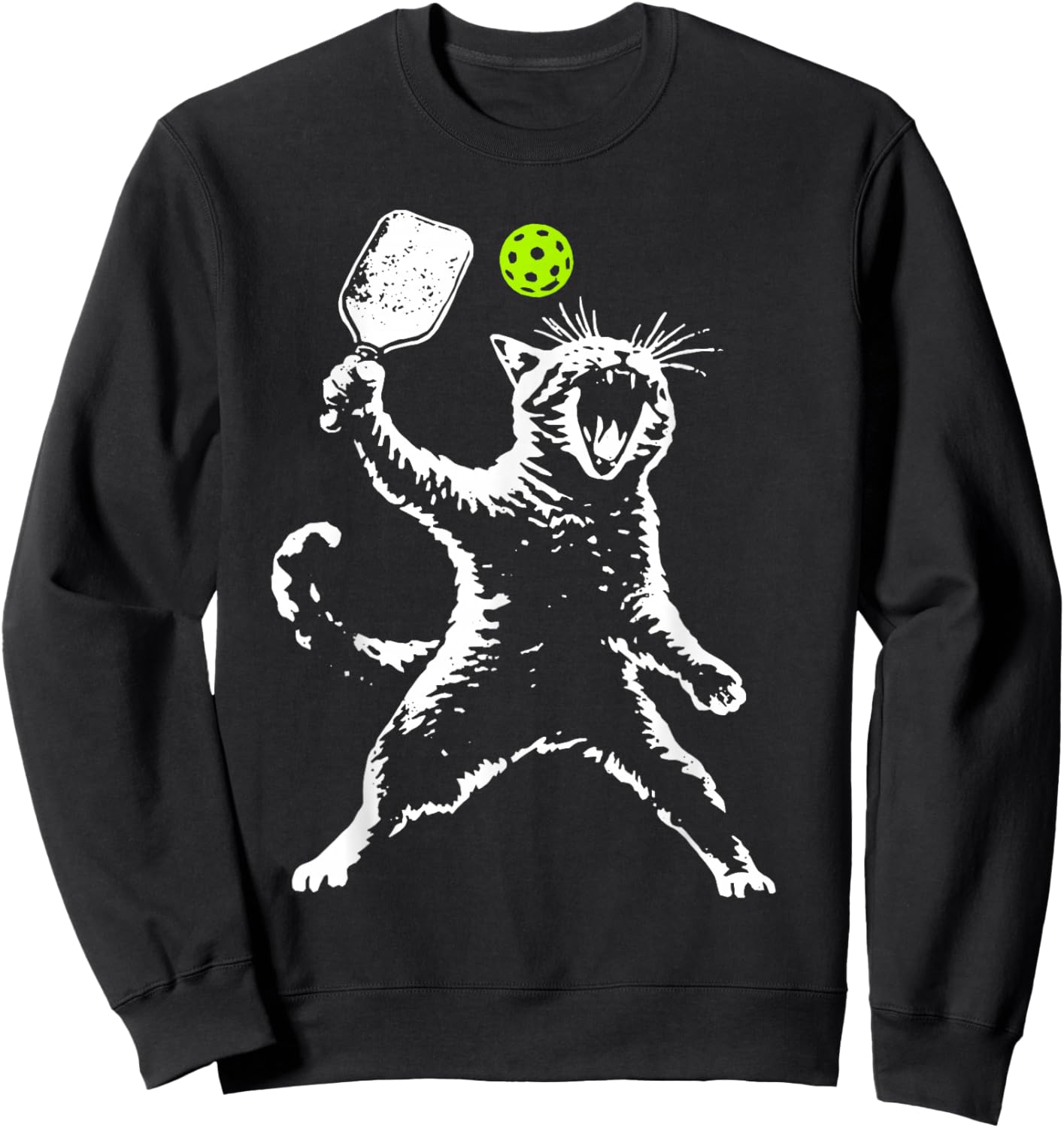 Cat Pickleball Sweatshirt - Sweatshirt | Black