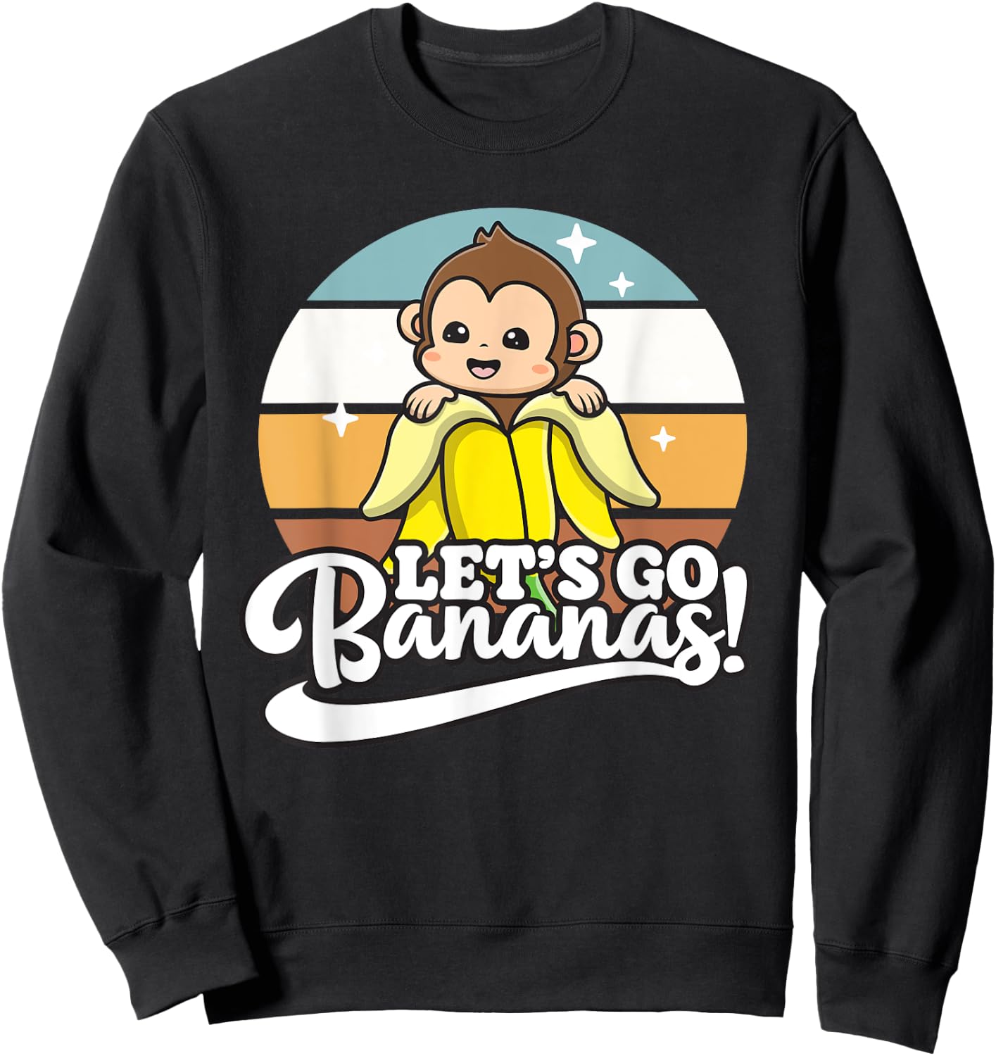 Cute Kawaii Monkey, Funny Let’s Go Bananas Sweatshirt - Sweatshirt | Black