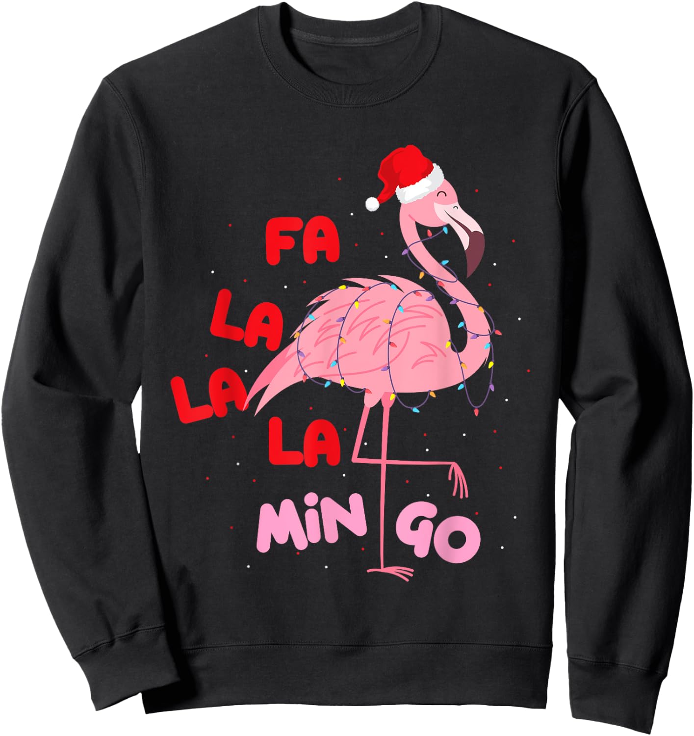 Fa La La La Mingo - Cute Flamingo Christmas Xmas Sweatshirt - Sweatshirt | Black