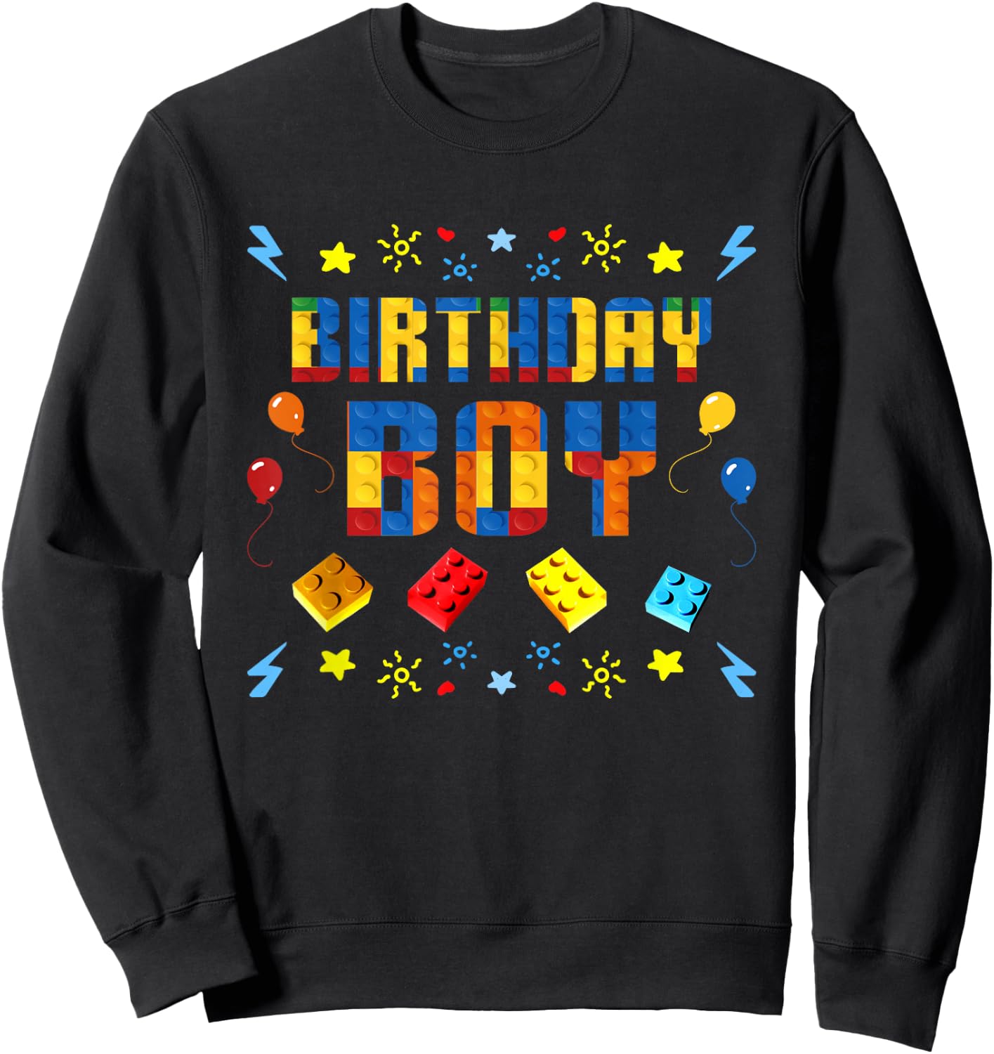 Birthday Boy Master Builder Building Blocks Matching Kids Sweatshirt - Sweatshirt | Black