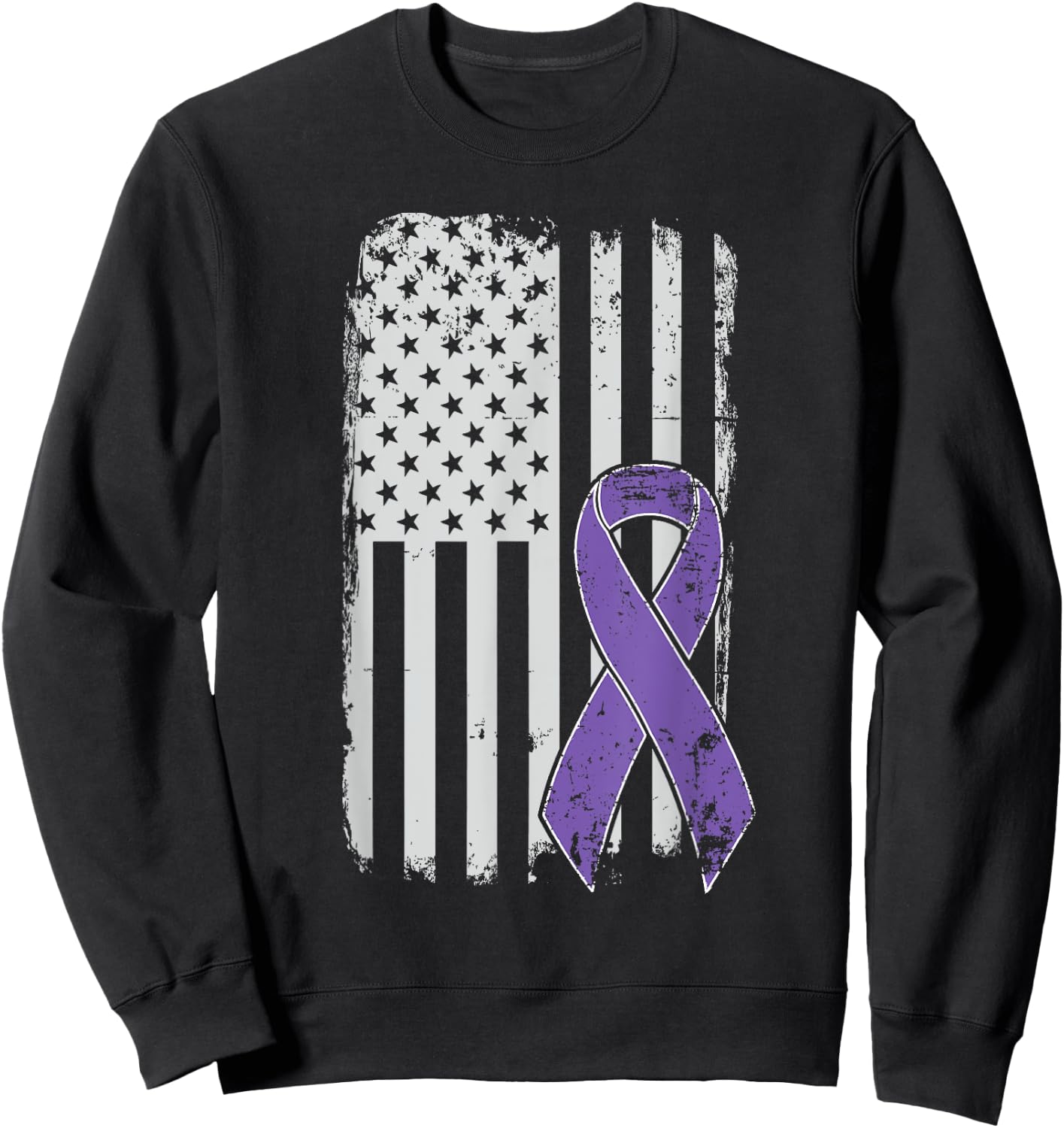Testicular Cancer Awareness - Vintage USA American Flag Sweatshirt - Sweatshirt | Black