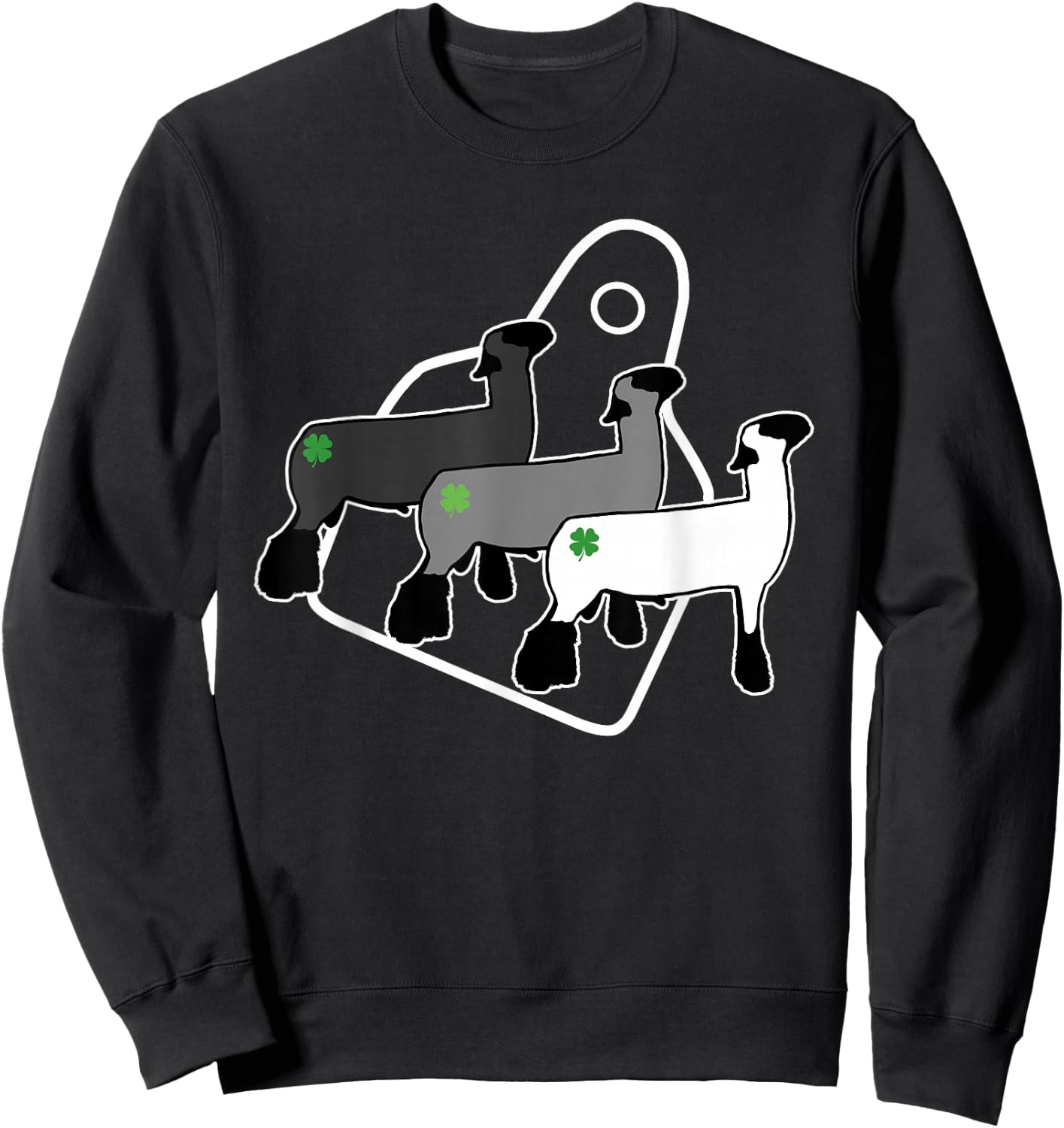 Show Club Lamb with Four Leaf Clovers and Eartags Sweatshirt - Sweatshirt | Black