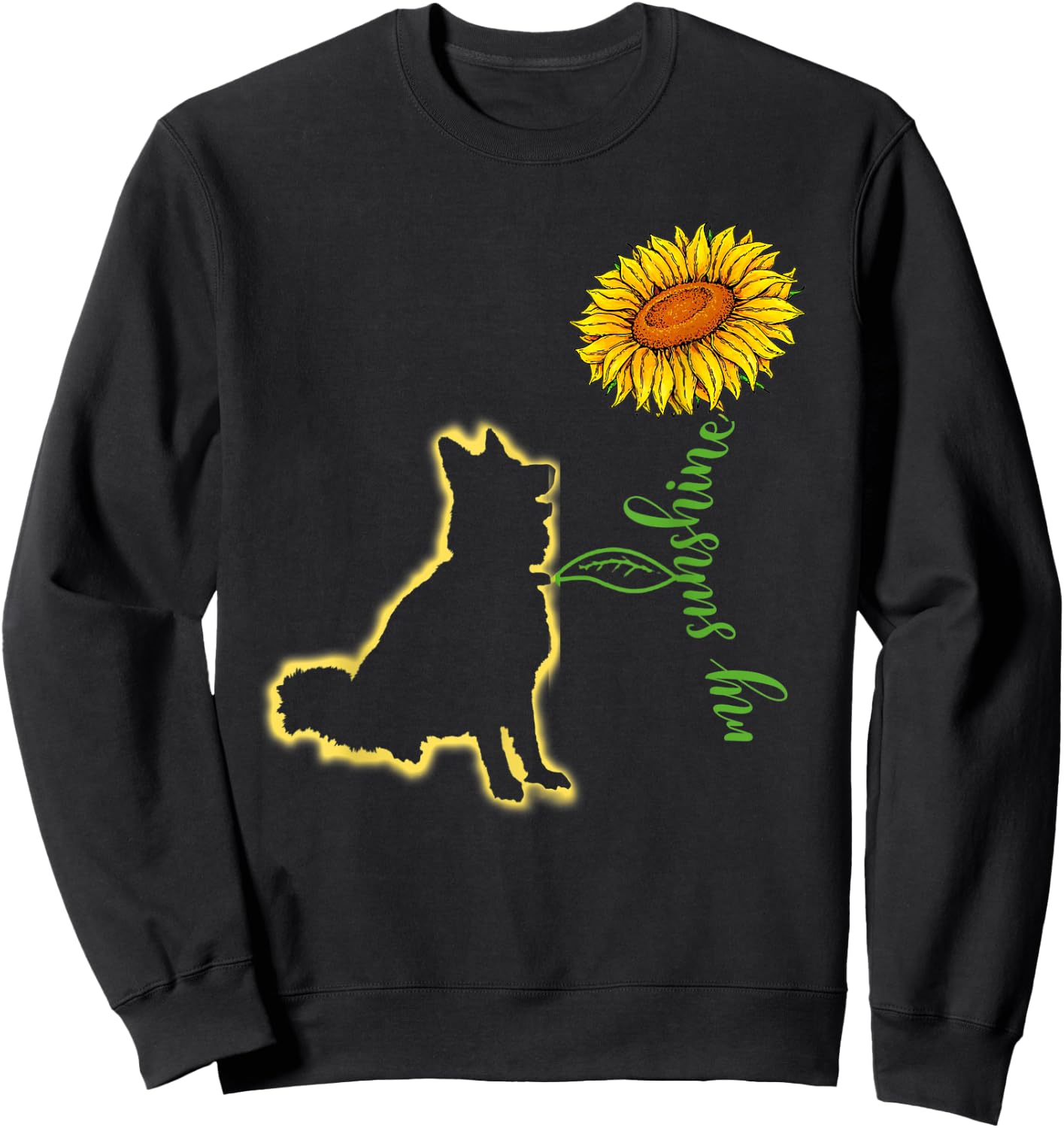 Dog Lover My Sunshine Sunflower Dog Women Kids Sweatshirt - Sweatshirt | Black