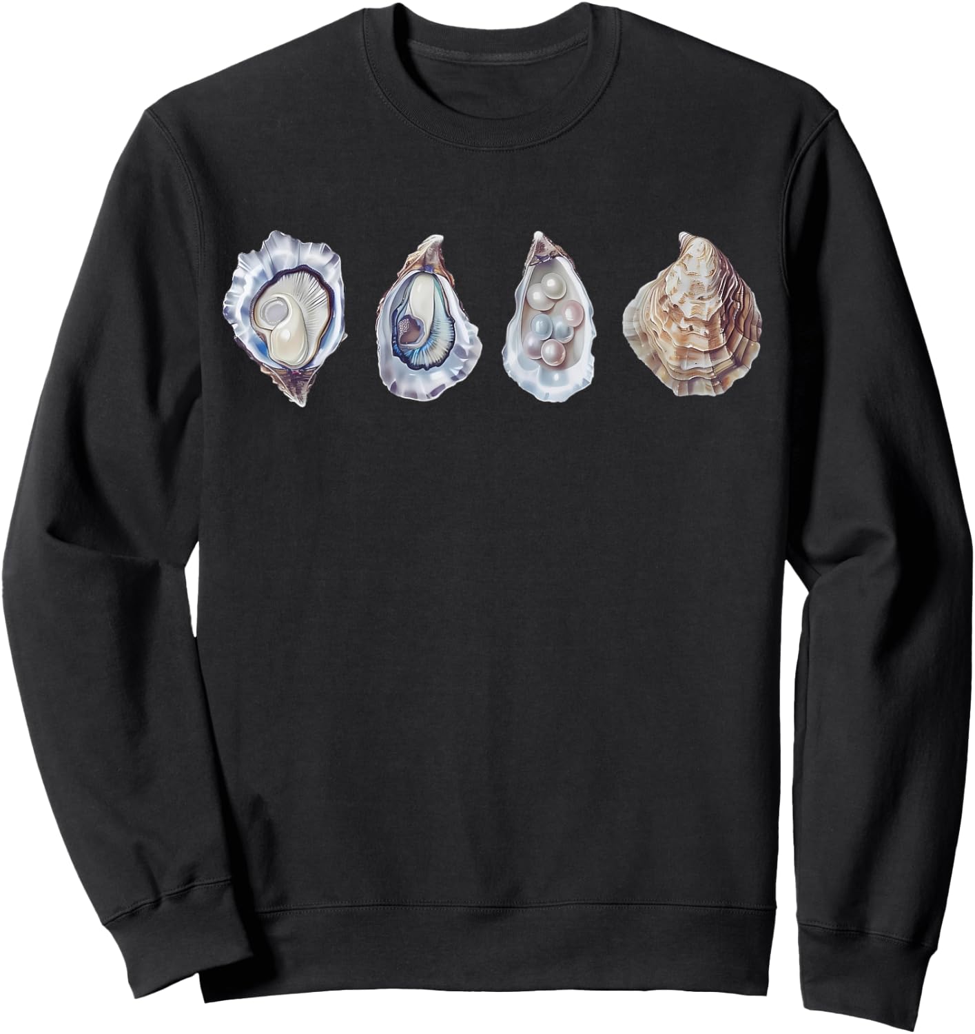 Oyster Seafood Shirt |Funny Oyster Pearl Seashell Girl Women Sweatshirt - Sweatshirt | Black
