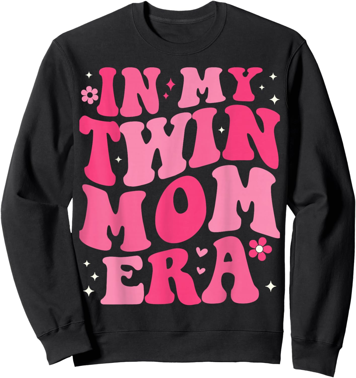 In My Twin Mom Era Groovy Funny Mom Of Twins Mother's Day Sweatshirt - Sweatshirt | Black