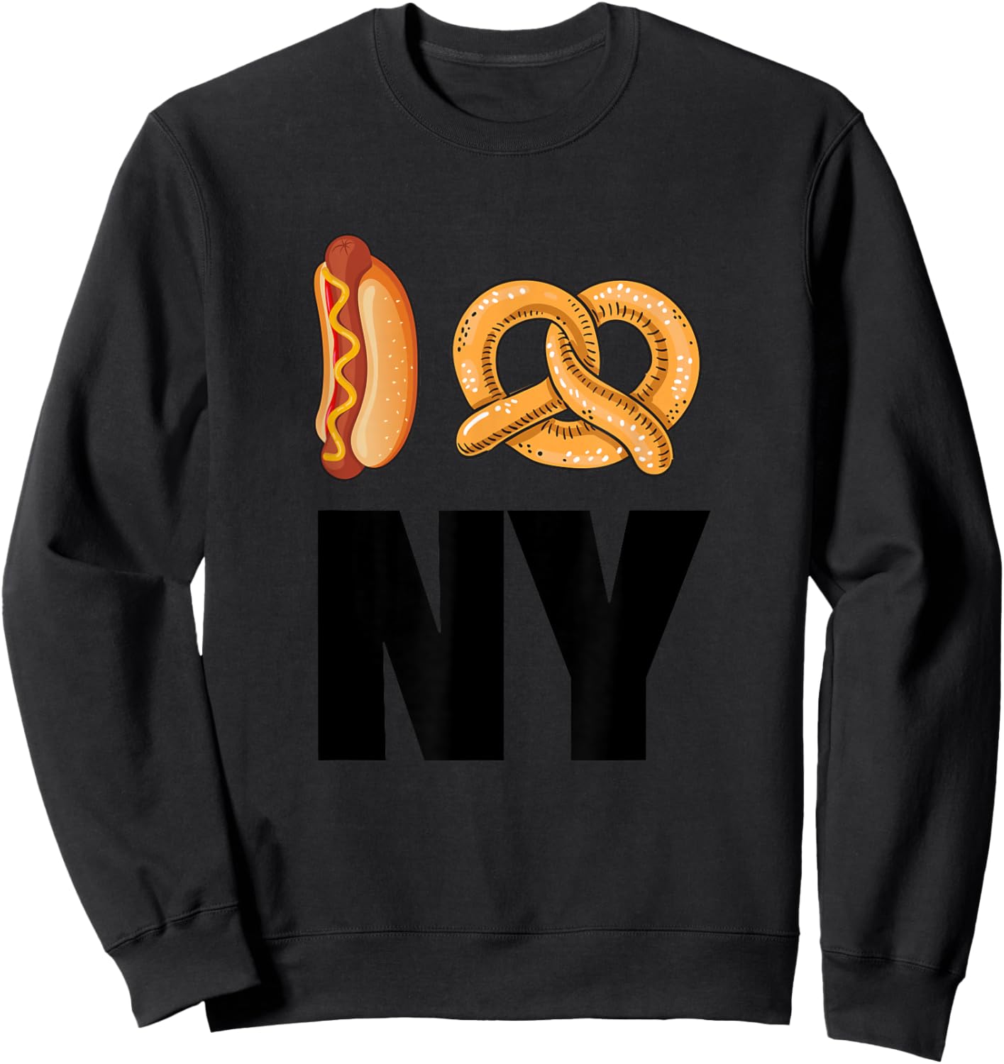 Bahaa's I Pretzel New York, Cool New York City Illustration Graphic , Small, White Sweatshirt - Sweatshirt | Black