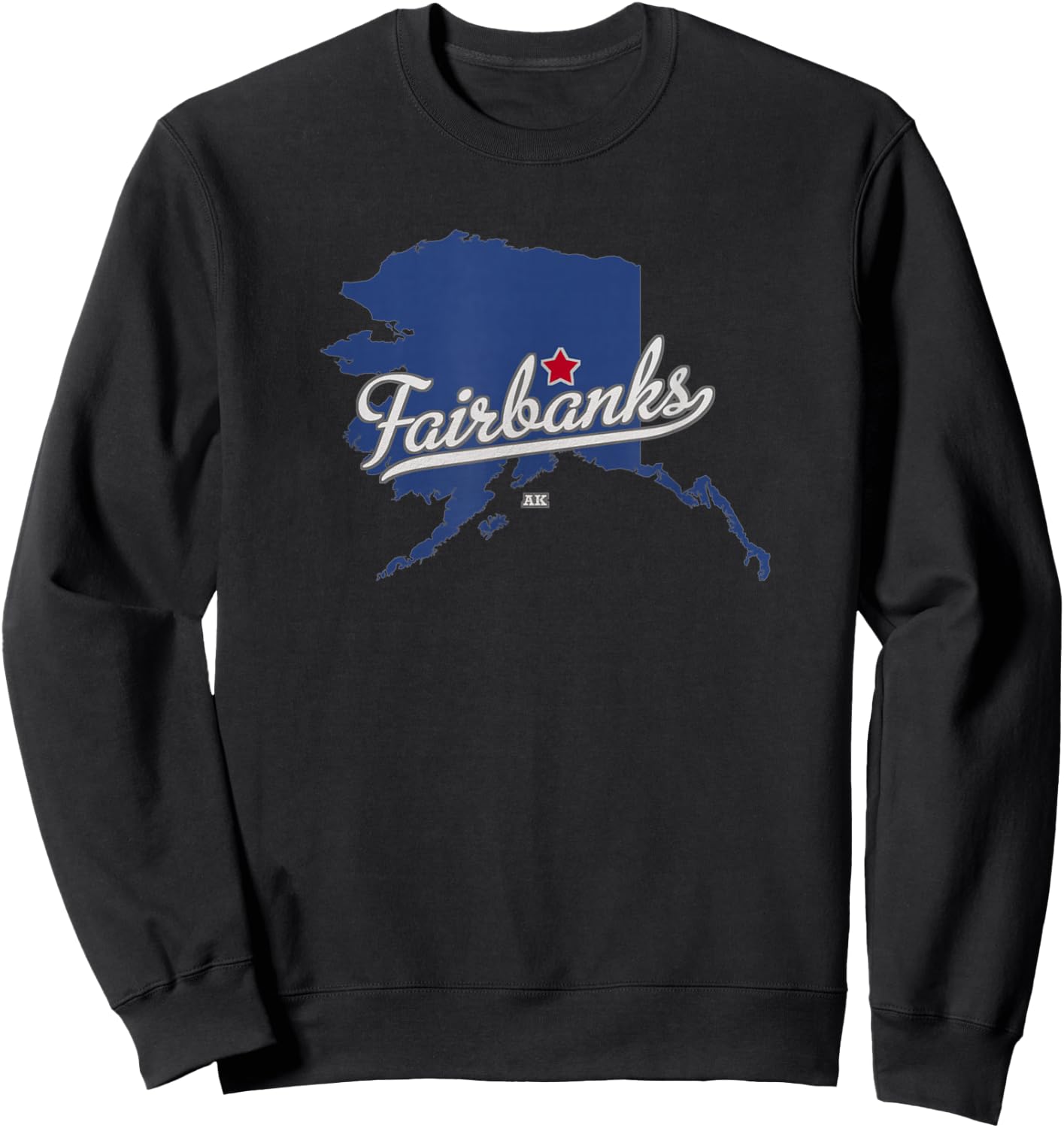 Fairbanks Alaska AK Map Sweatshirt - Sweatshirt | Black