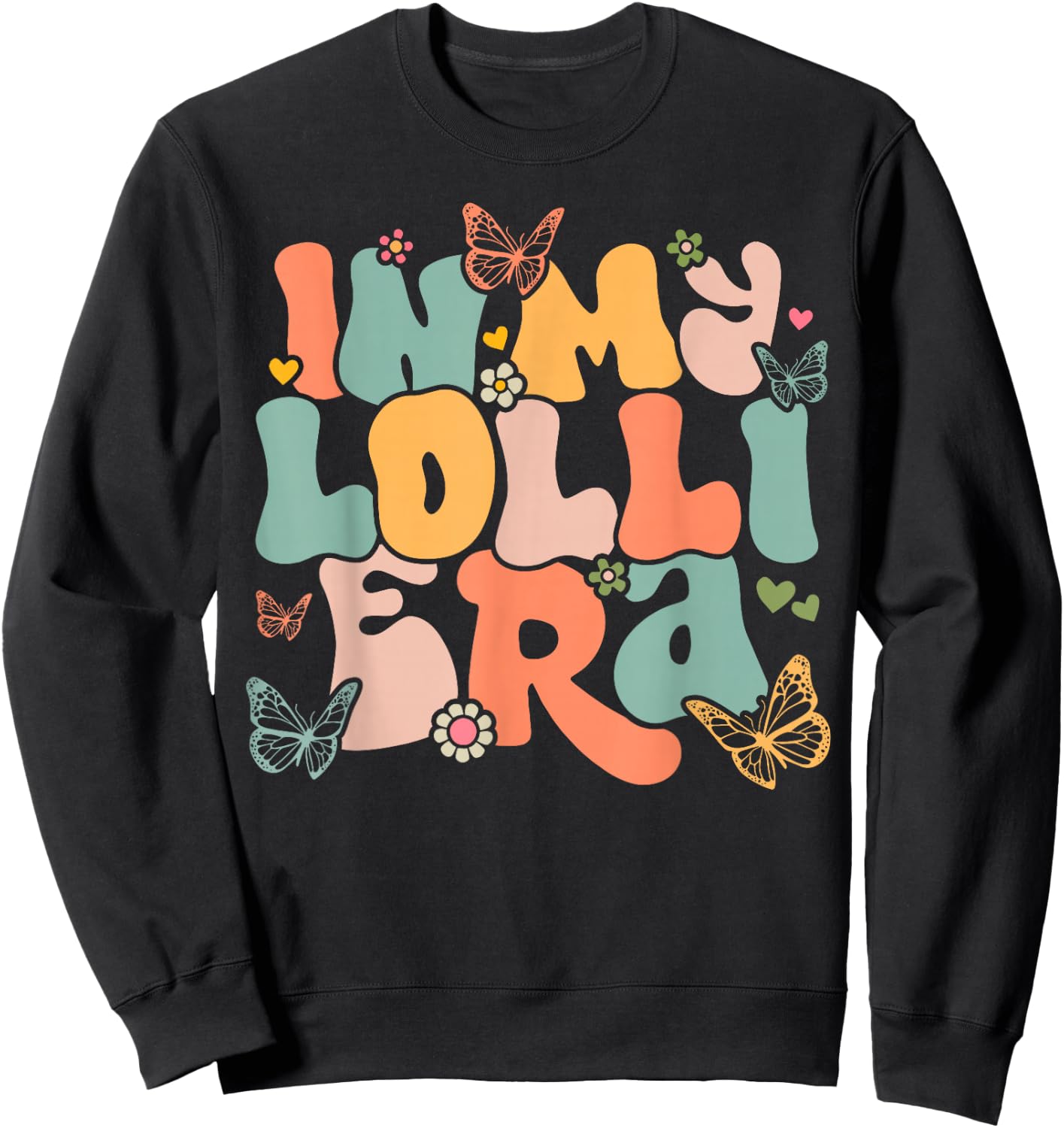 Retro Groovy In My Lolli Era Mother's Day Sweatshirt - Sweatshirt | Black